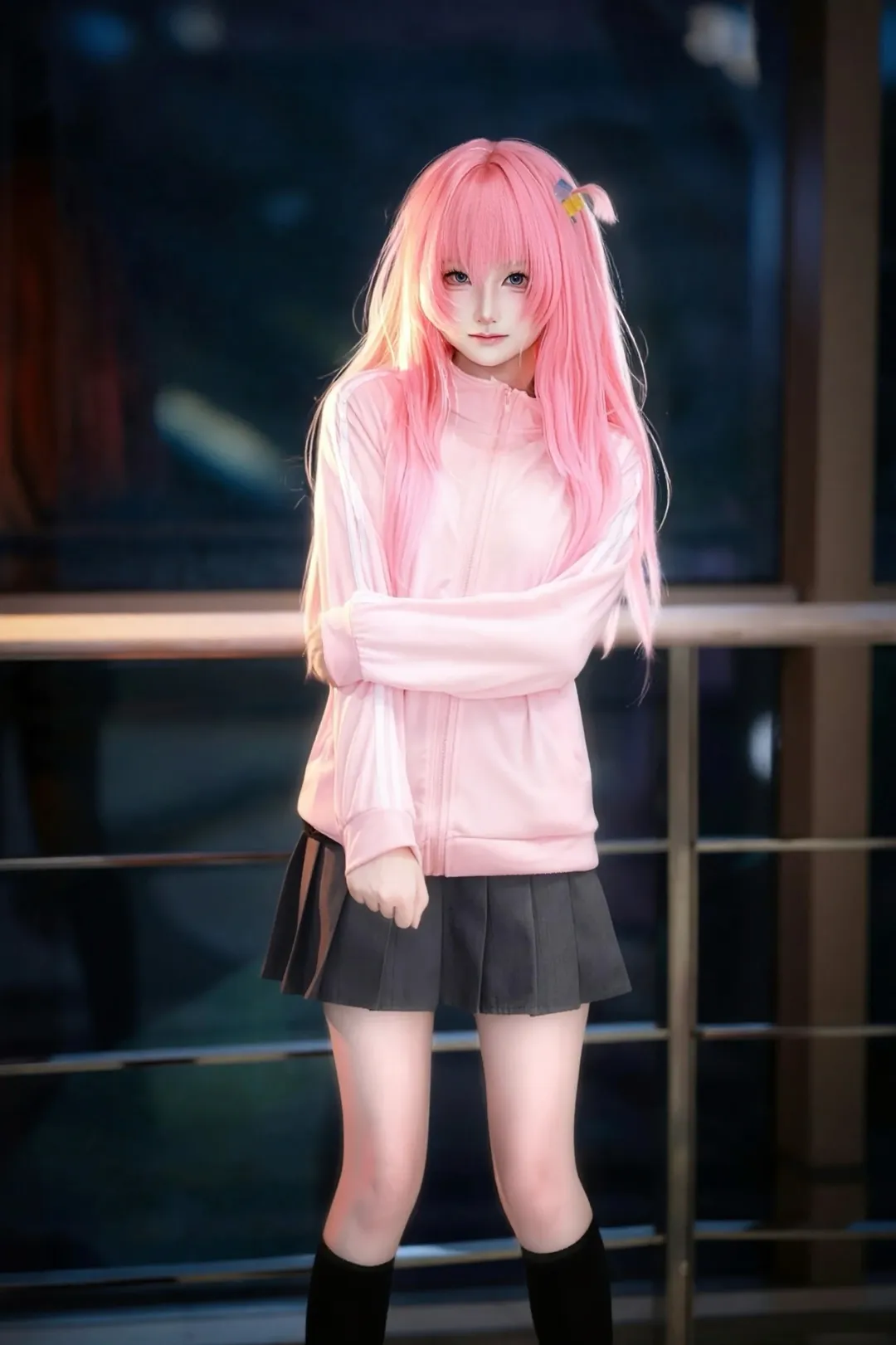 二次元cosplay, 粉色假发, 孤独摇滚, 波奇酱cos, 校园风JK - 第3张