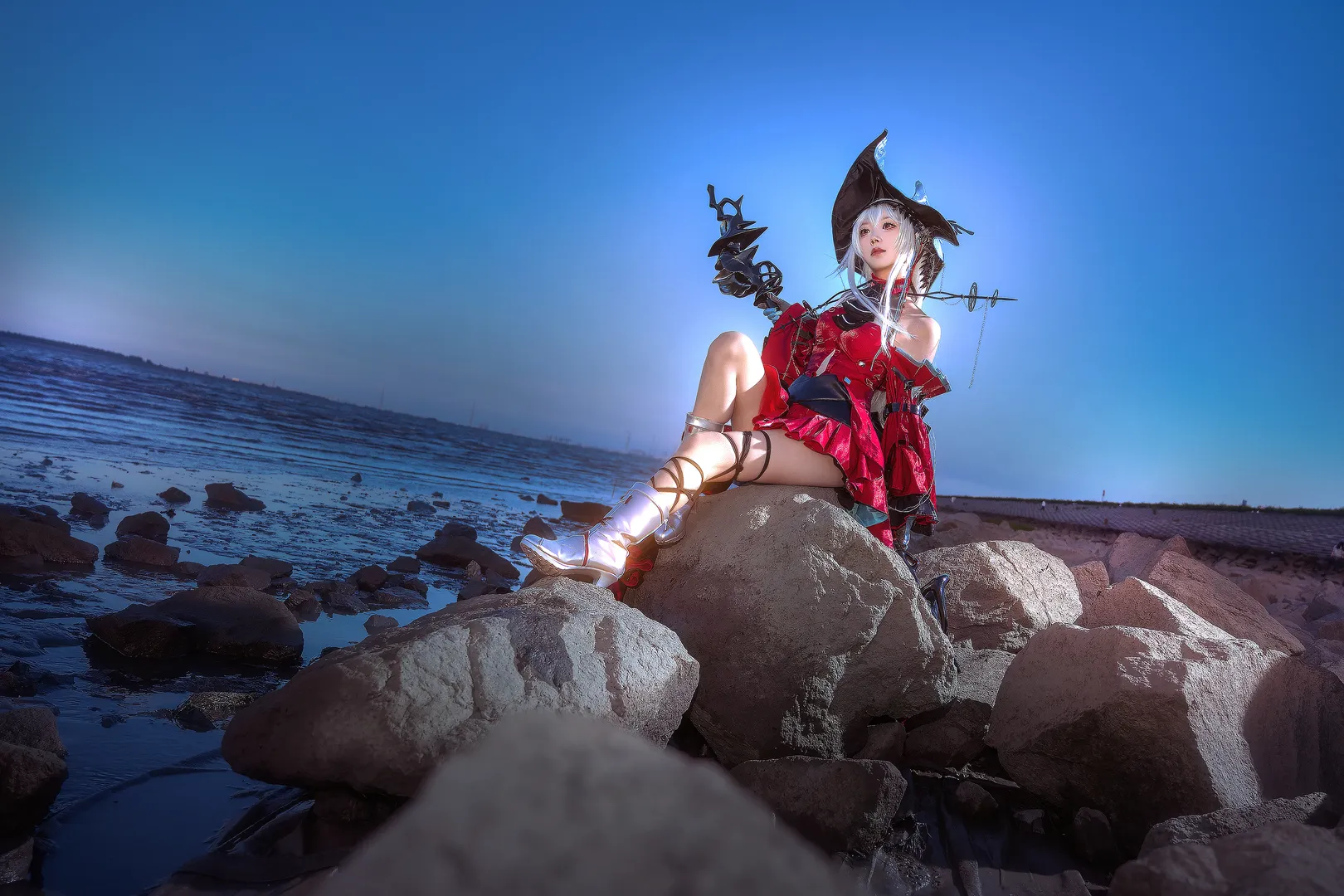 海边摄影, 明日方舟, cosplay正片, 二次元角色扮演, 浊心斯卡蒂cos - 第3张