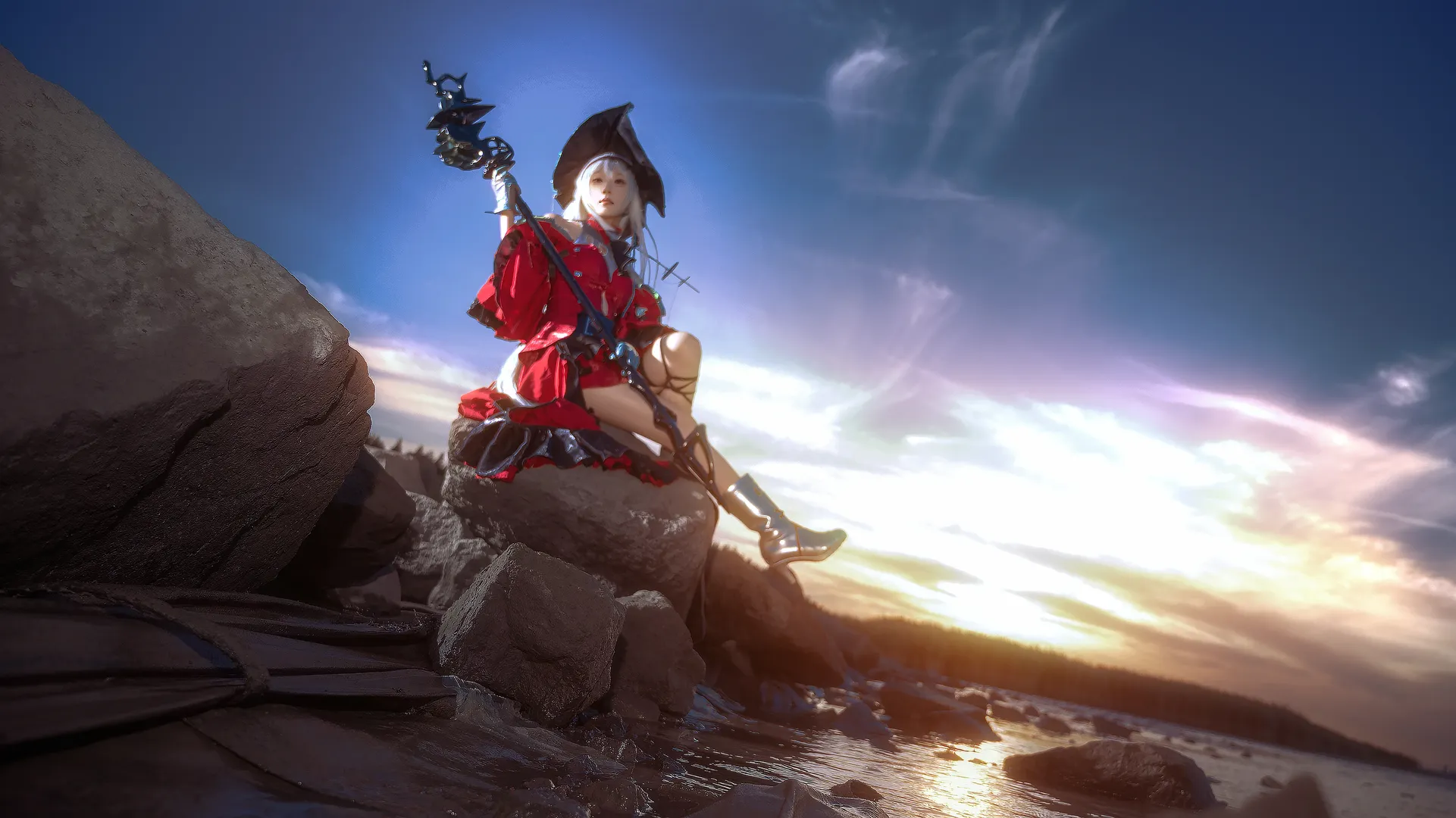 海边摄影, 明日方舟, cosplay正片, 二次元角色扮演, 浊心斯卡蒂cos - 第4张
