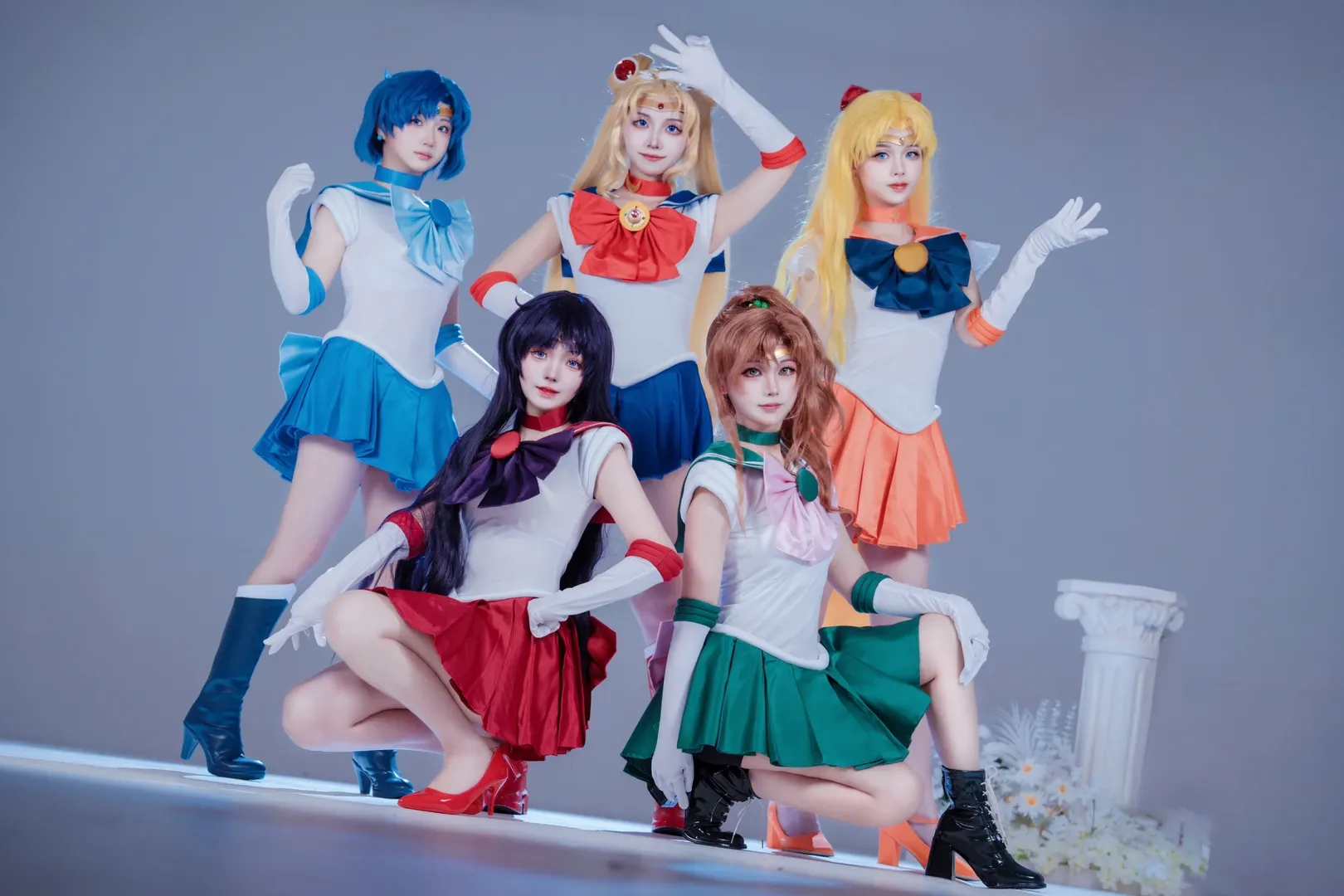 cos正片, 美少女战士, 水手服, 水兵月cos, 五人团片