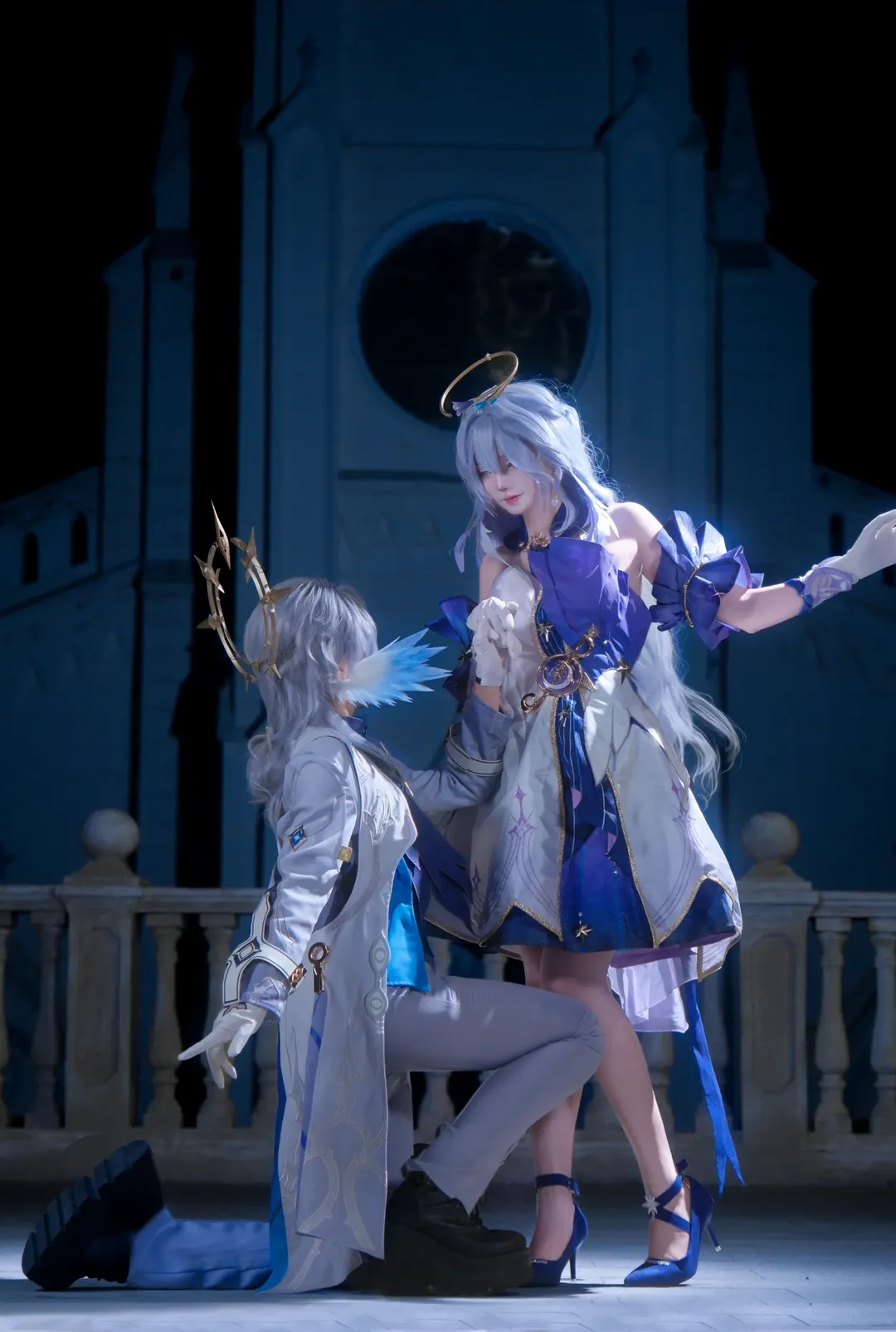 Anime-style photography, Honkai: Star Rail, Sunday and Robin cosplay, Duo cosplay photoset, Cool-toned lighting - Image 9