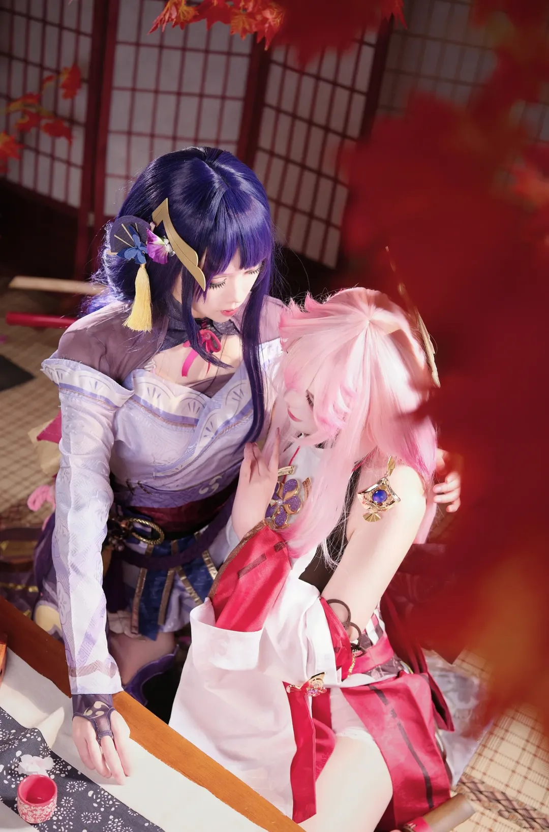 原神, 和风摄影, 鸣神组, 双人cosplay, 雷电将军cos - 第4张
