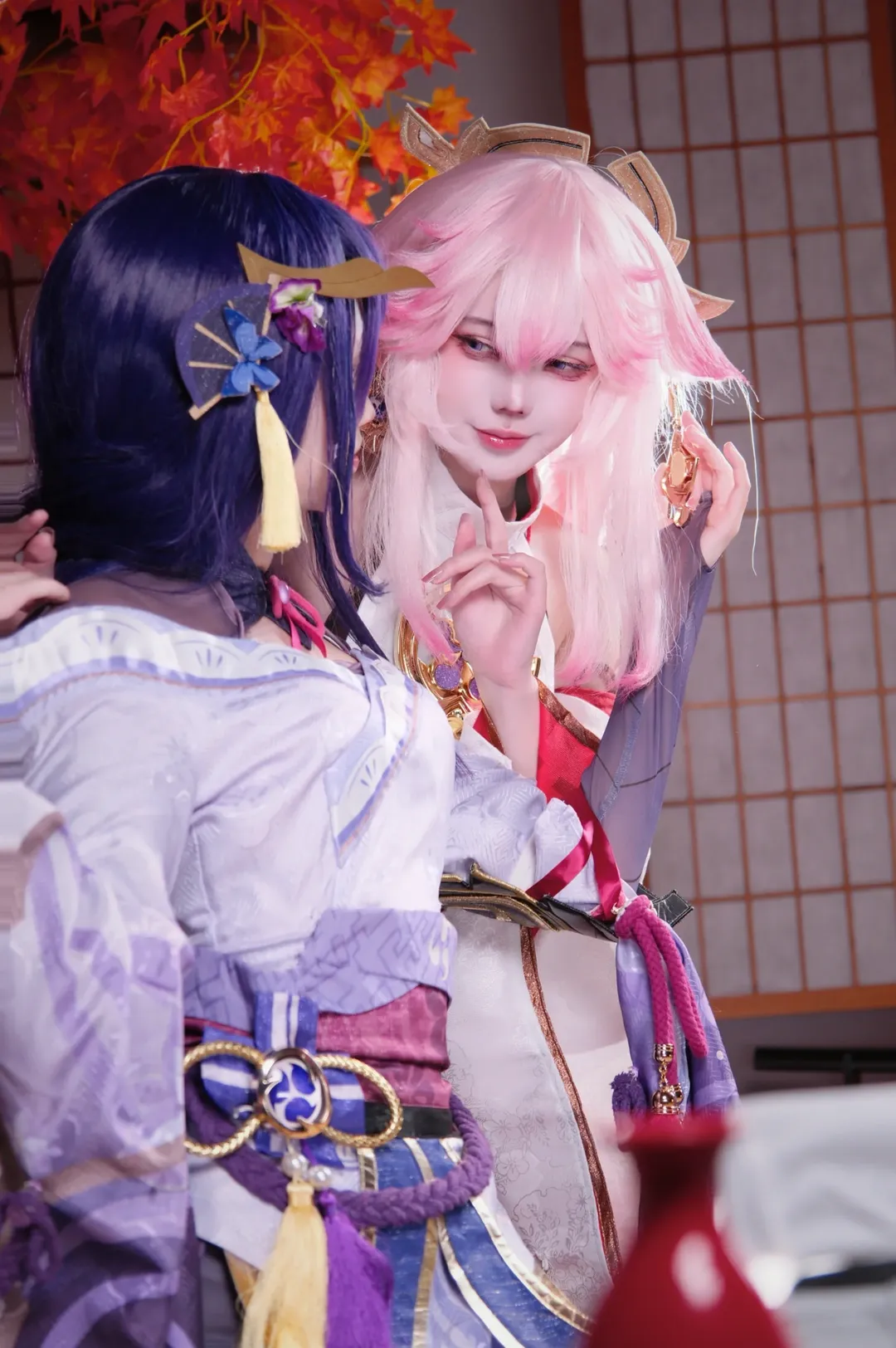 原神, 和风摄影, 鸣神组, 双人cosplay, 雷电将军cos - 第6张