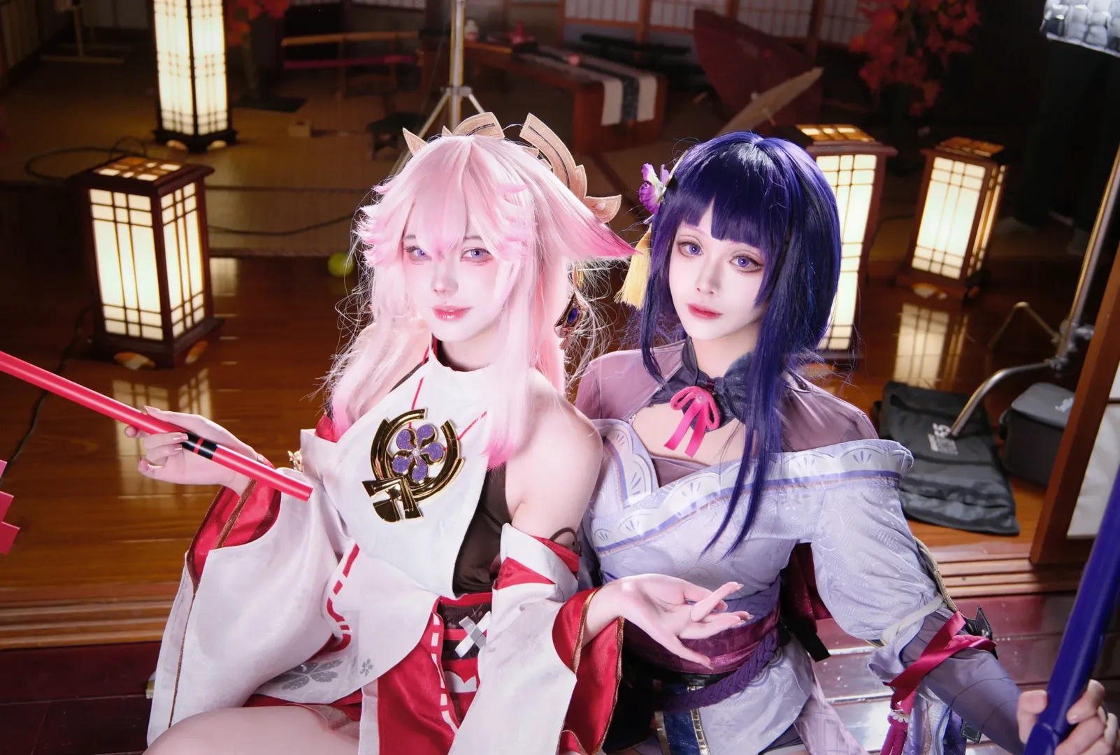 原神, 和风摄影, 鸣神组, 双人cosplay, 雷电将军cos - 第7张
