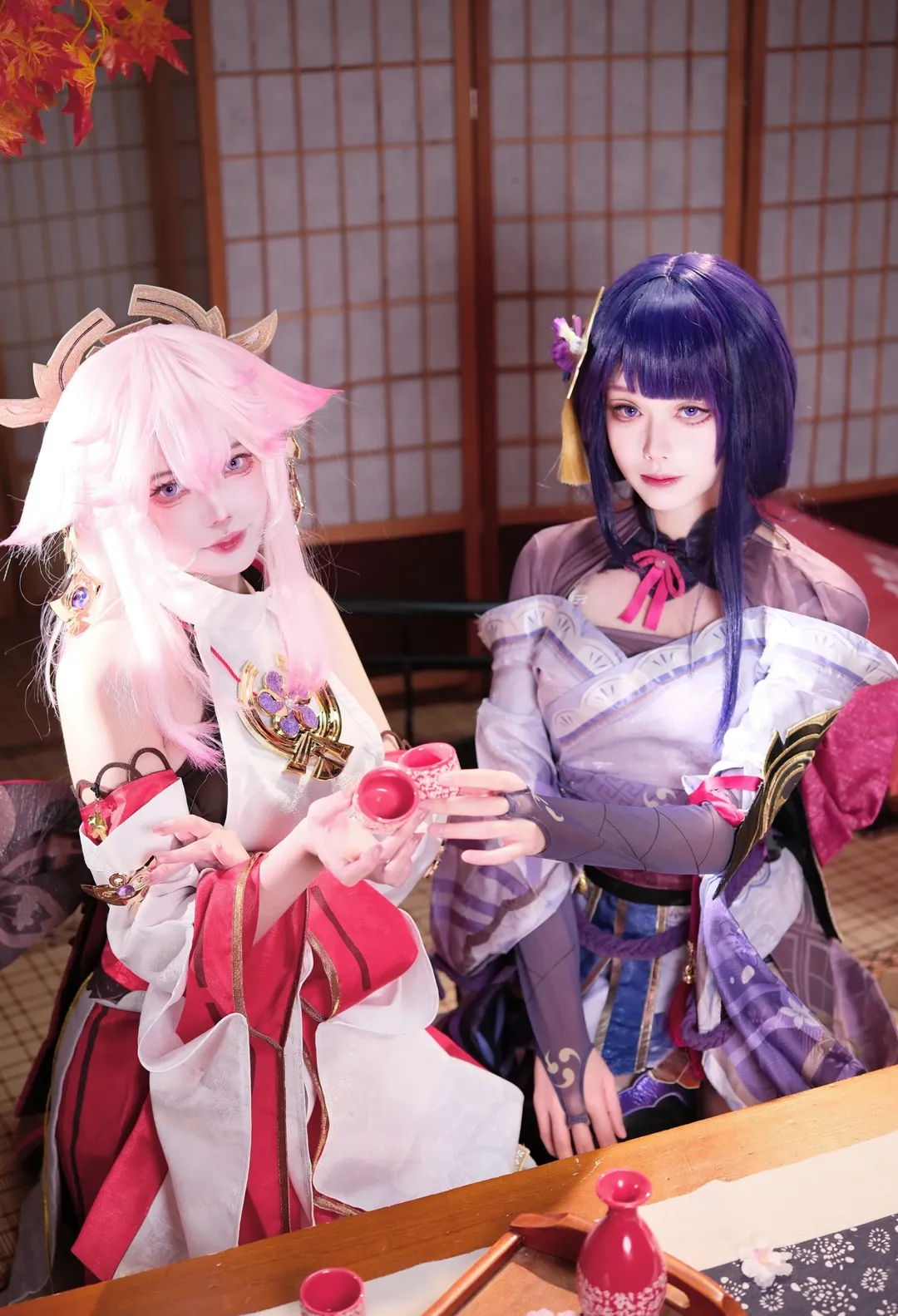 原神, 和风摄影, 鸣神组, 双人cosplay, 雷电将军cos - 第8张