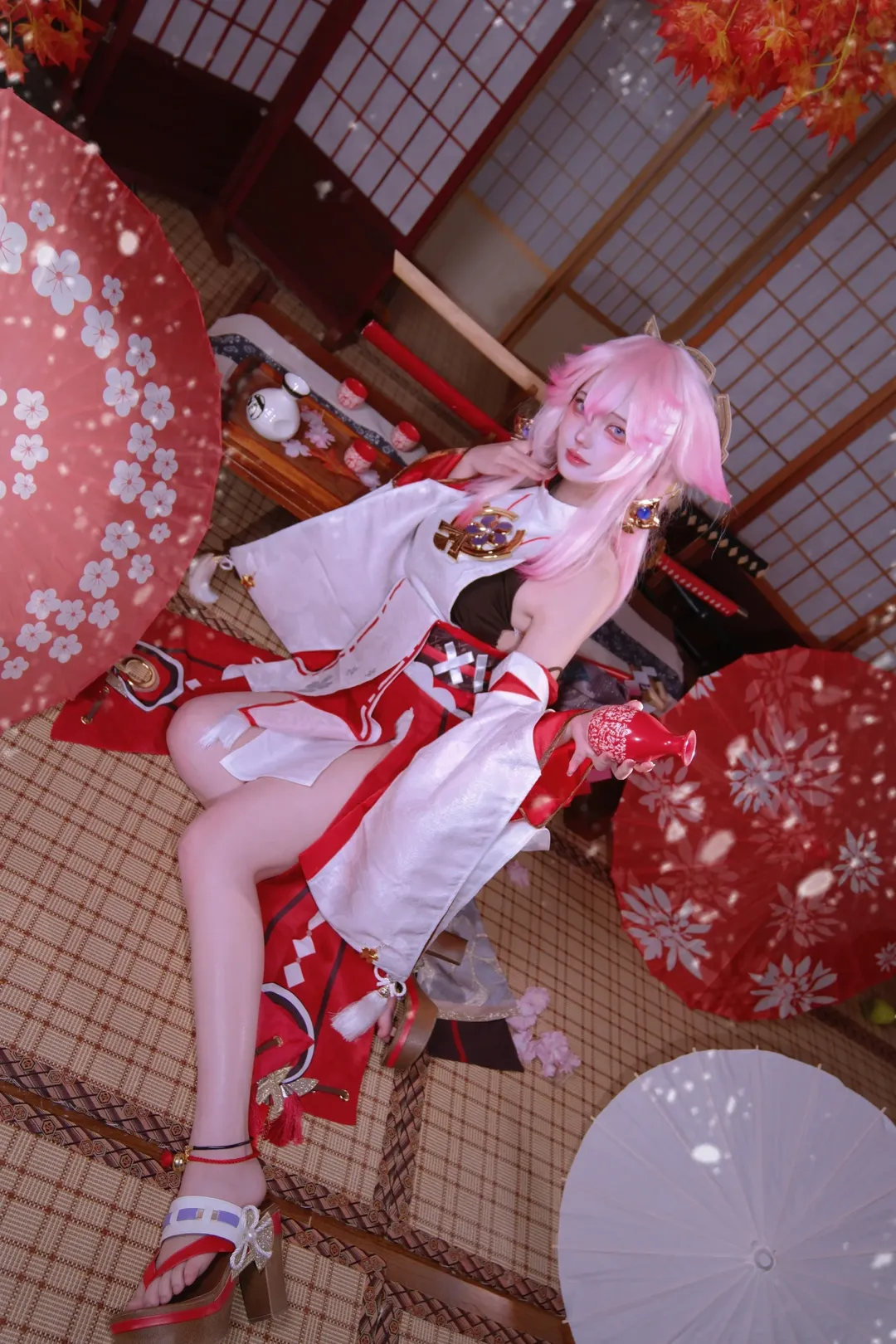 原神, 八重神子cos, 原神cos, 和风cosplay, 狐系浓颜妆