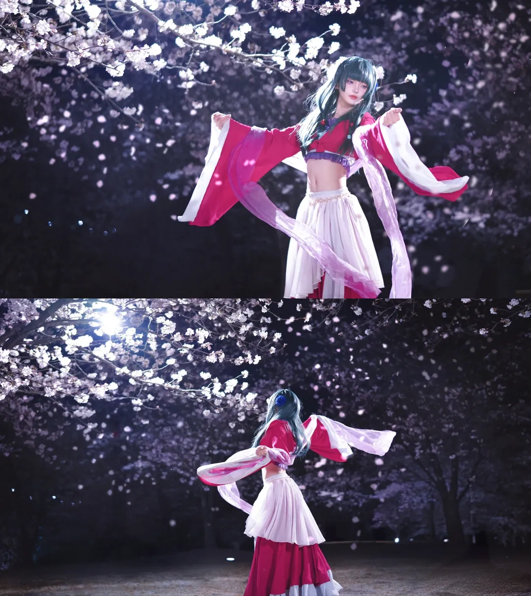 古风cosplay, 猫猫cos, 药屋少女的呢喃, 夜景摄影, 夜樱写真 - 第3张