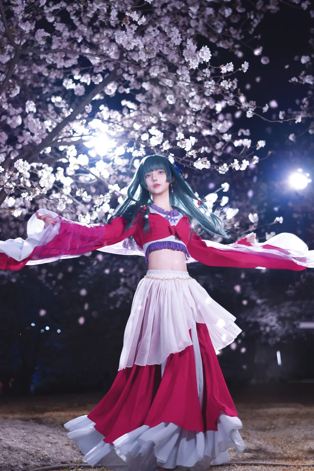 古风cosplay, 猫猫cos, 药屋少女的呢喃, 夜景摄影, 夜樱写真
