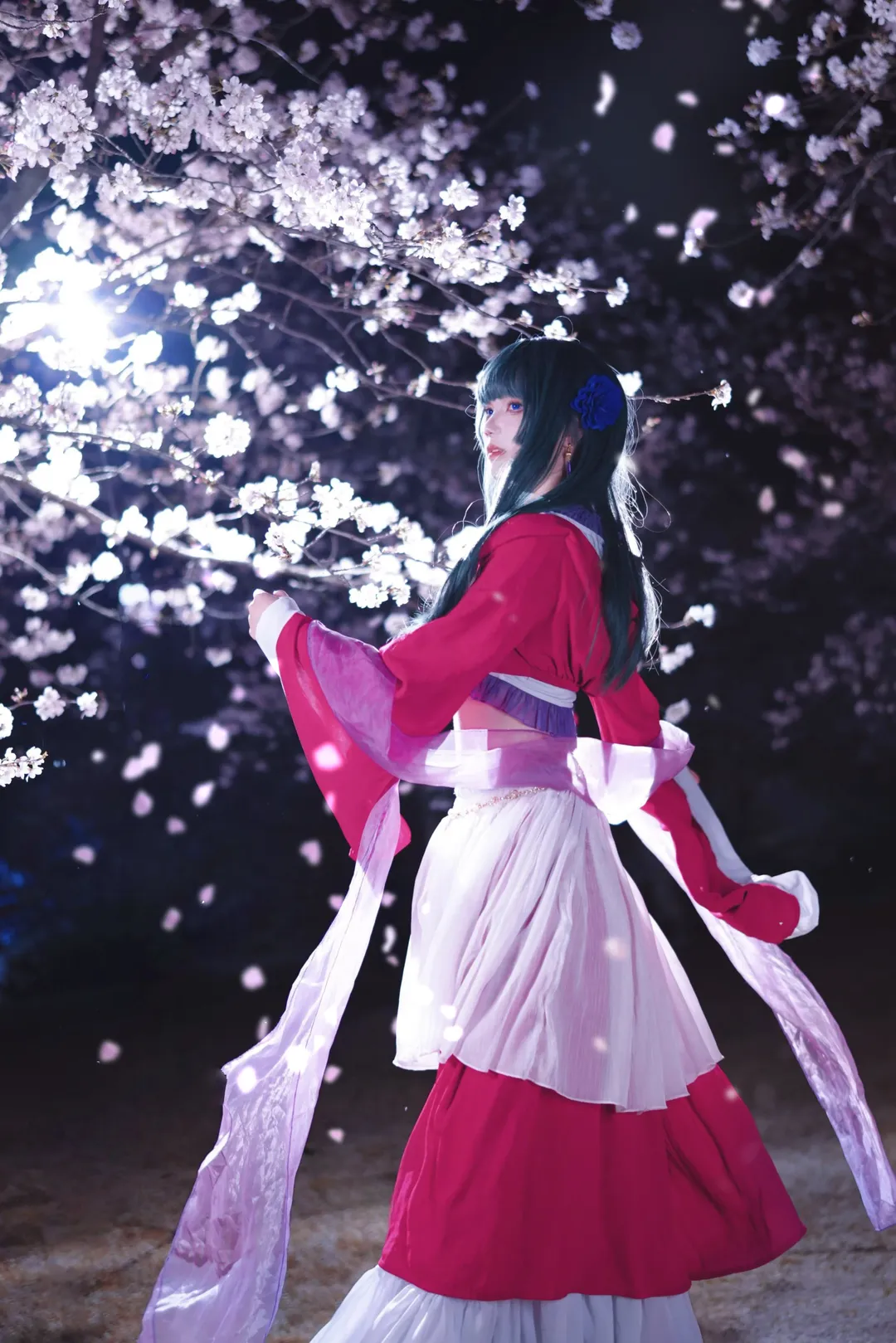 古风cosplay, 猫猫cos, 药屋少女的呢喃, 夜景摄影, 夜樱写真 - 第5张