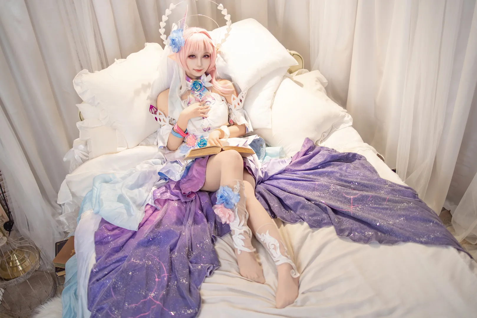キュレネ コスプレ, 崩壊：スターレイル, コスプレ撮影, ピンクのウィッグ, 星空ドレス - 2枚目