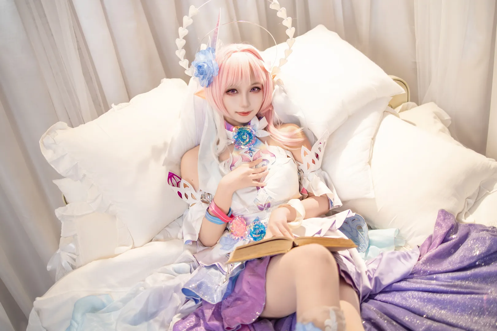 キュレネ コスプレ, 崩壊：スターレイル, コスプレ撮影, ピンクのウィッグ, 星空ドレス - 3枚目