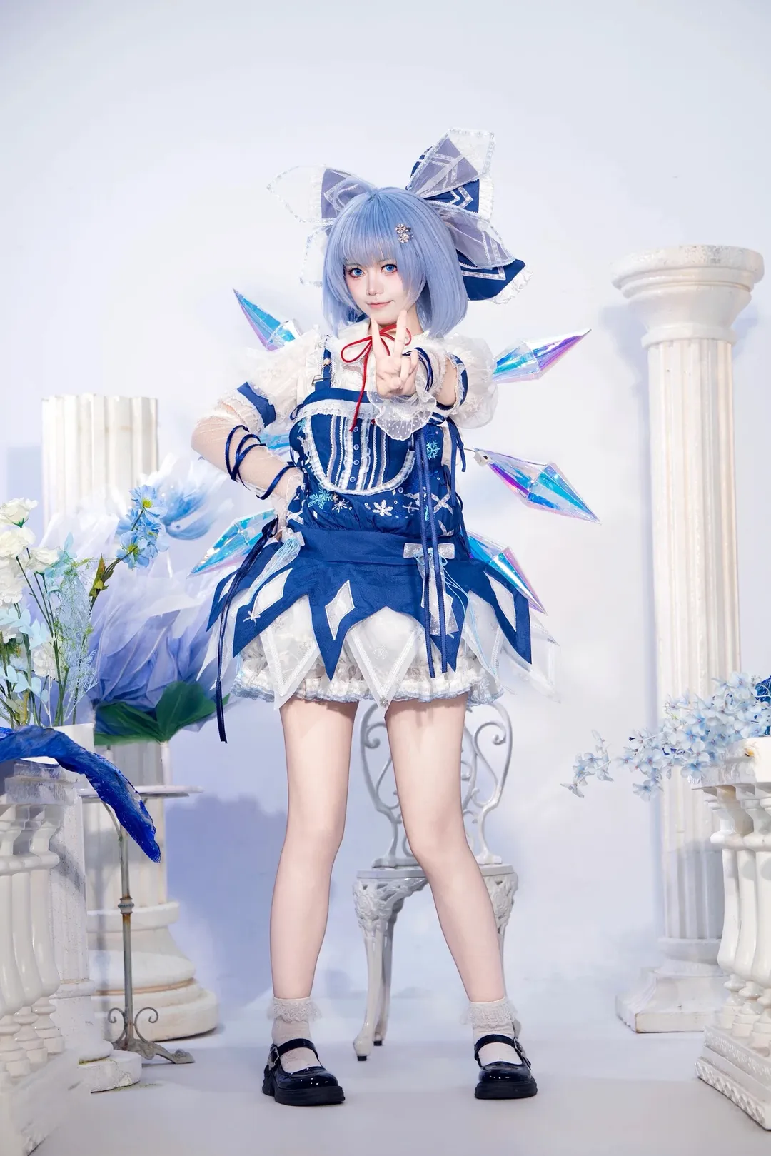 東方project, 藍色系穿搭, 琪露諾cos, 二次元日常, 冰雪主題攝影