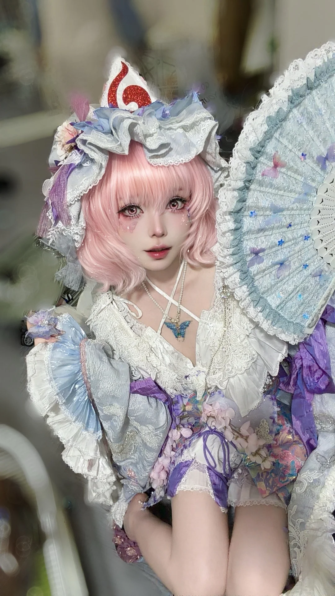 东方Project, 西行寺幽幽子cos, cosplay日常, 梦幻人偶风, 蕾丝洋装摄影
