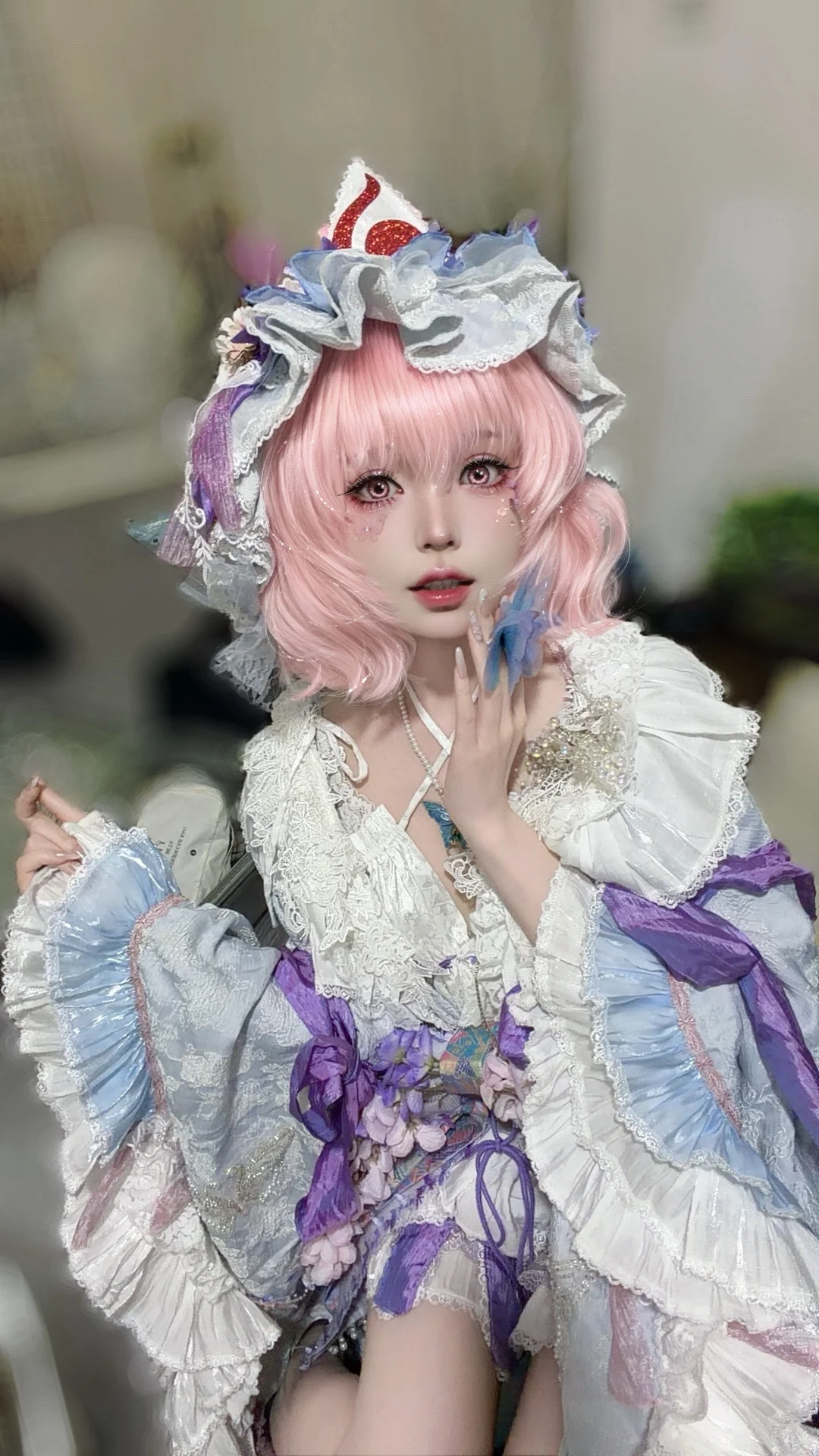东方Project, 西行寺幽幽子cos, cosplay日常, 梦幻人偶风, 蕾丝洋装摄影 - 第2张