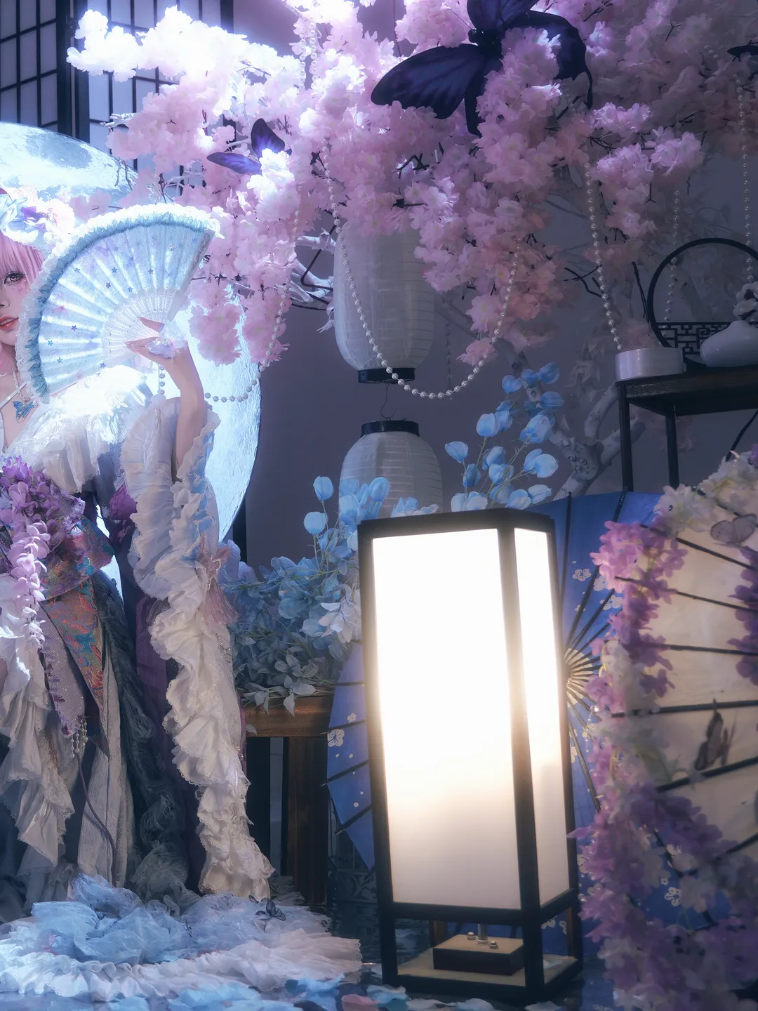東方Project, 西行寺幽々子コスプレ, 二次元コスプレの日常, 幻想的な和風写真, 月下の桜メイク - 3枚目