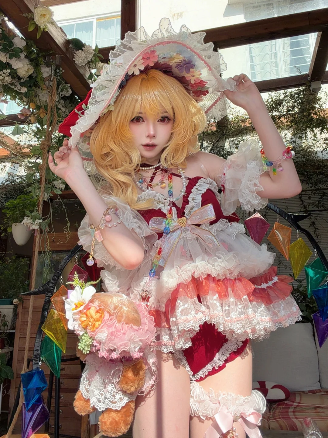 东方project, 二次元cosplay, 芙兰朵露cos, 洛丽塔洋装, 夏季外景 - 第2张