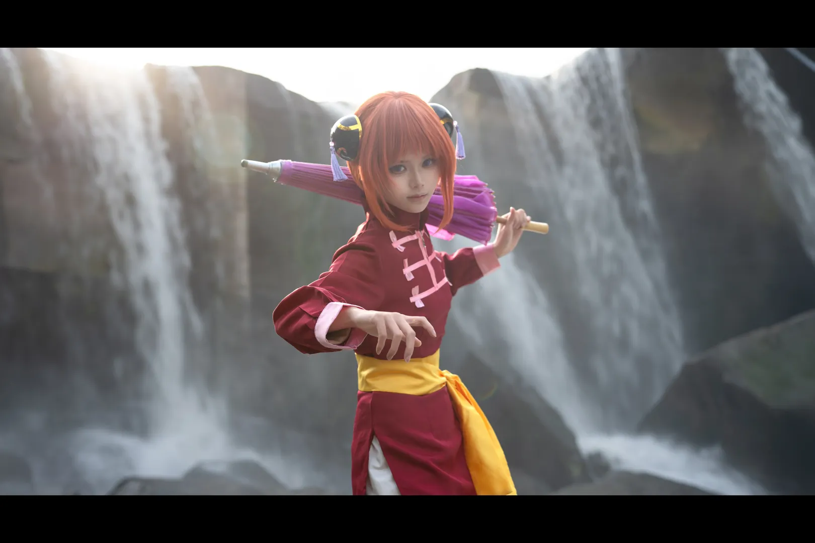 二次元撮影, コスプレ撮影, 神楽コスプレ, 銀魂, 滝のロケーション撮影 - 3枚目