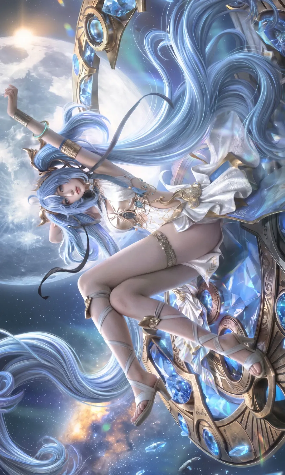 鸣潮, 二次元cosplay, 尤诺cos, 梦幻星空, 场照合成
