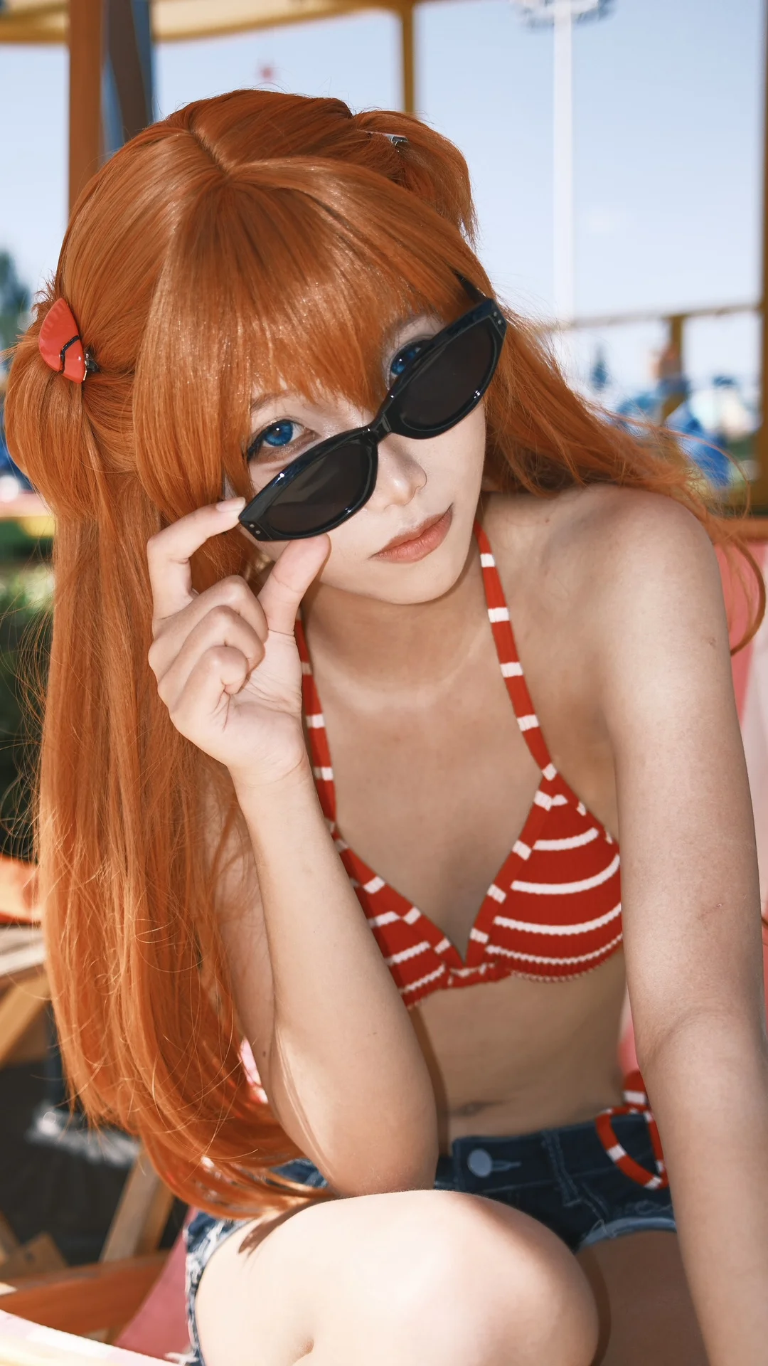 户外写真, 明日香cos, 新世纪福音战士, 夏日泳装, 漫展正片