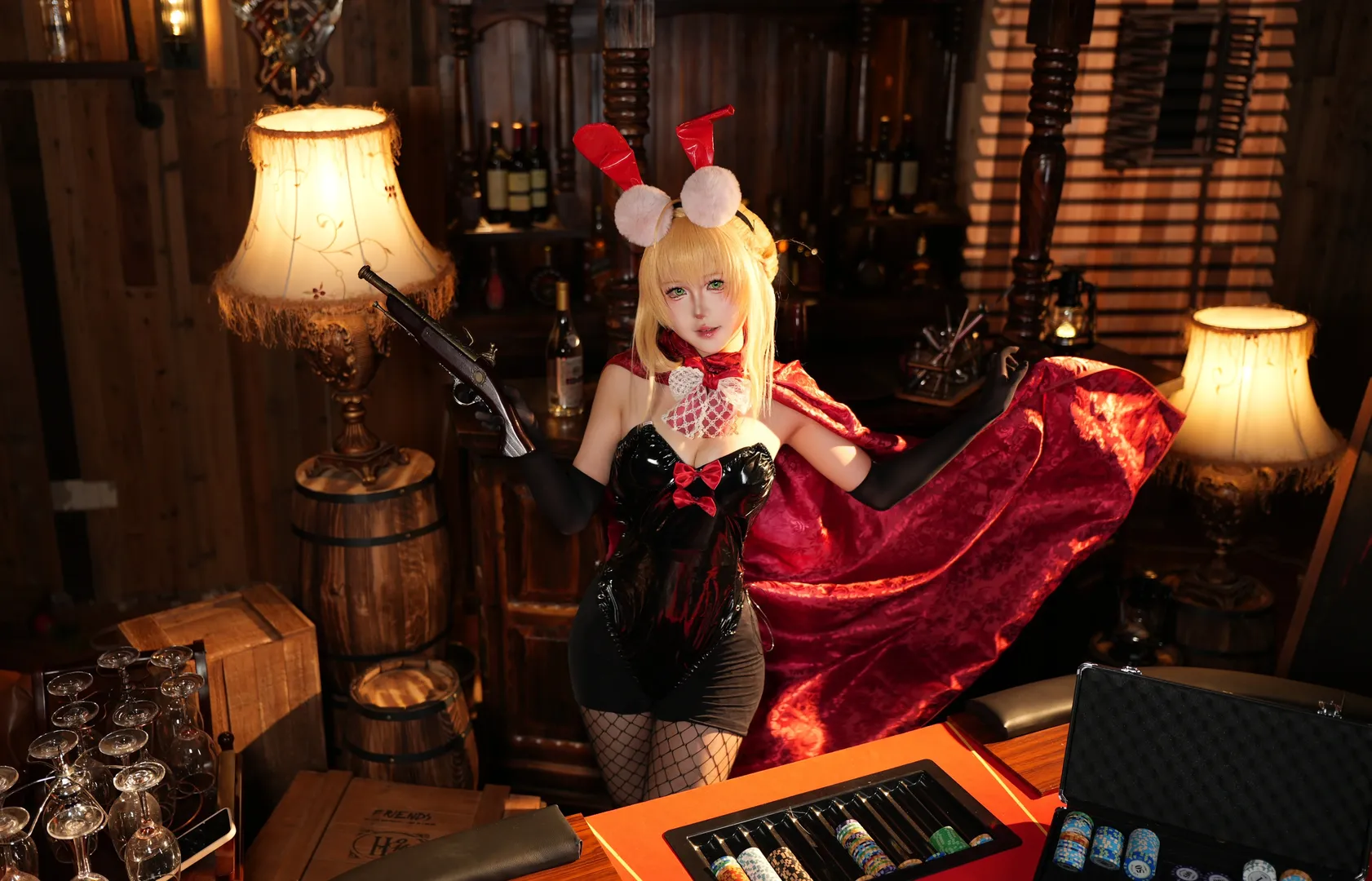 Fate/Grand Order, バニーガール, レトロバー, ネロ コスプレ, コスプレ撮影 - 6枚目