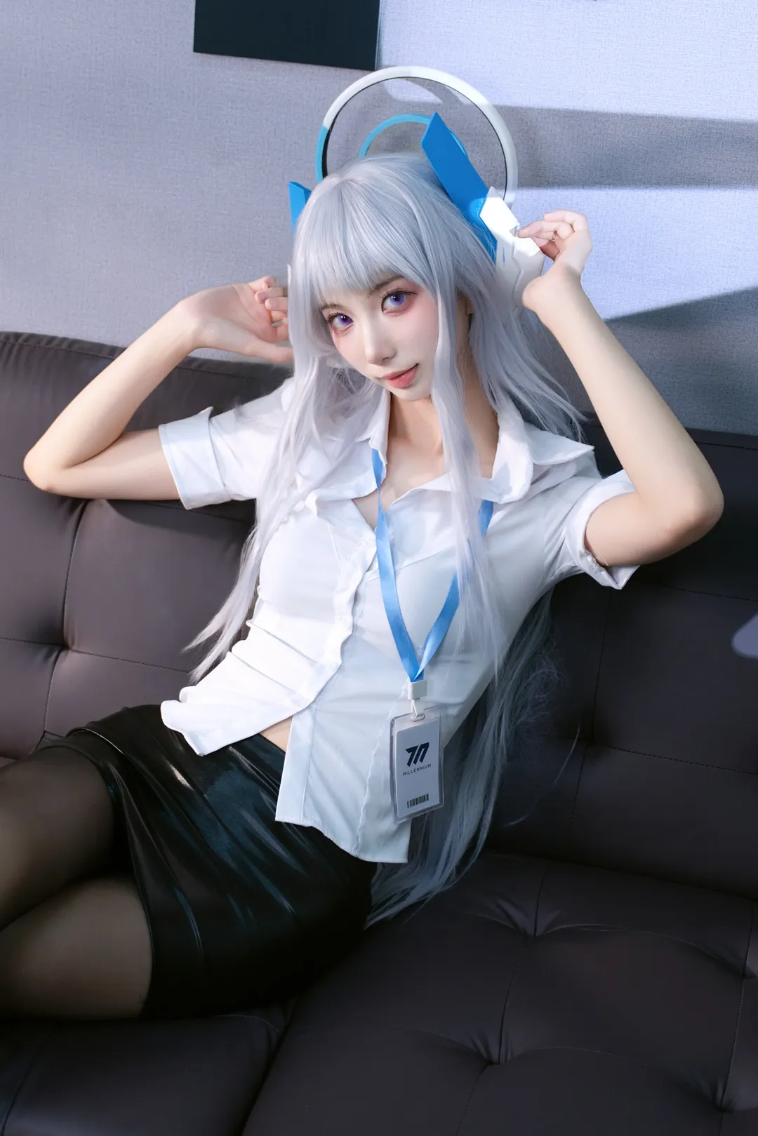 蔚蓝档案, 生盐诺亚cos, cosplay摄影, 二次元写真, 白衬衫穿搭