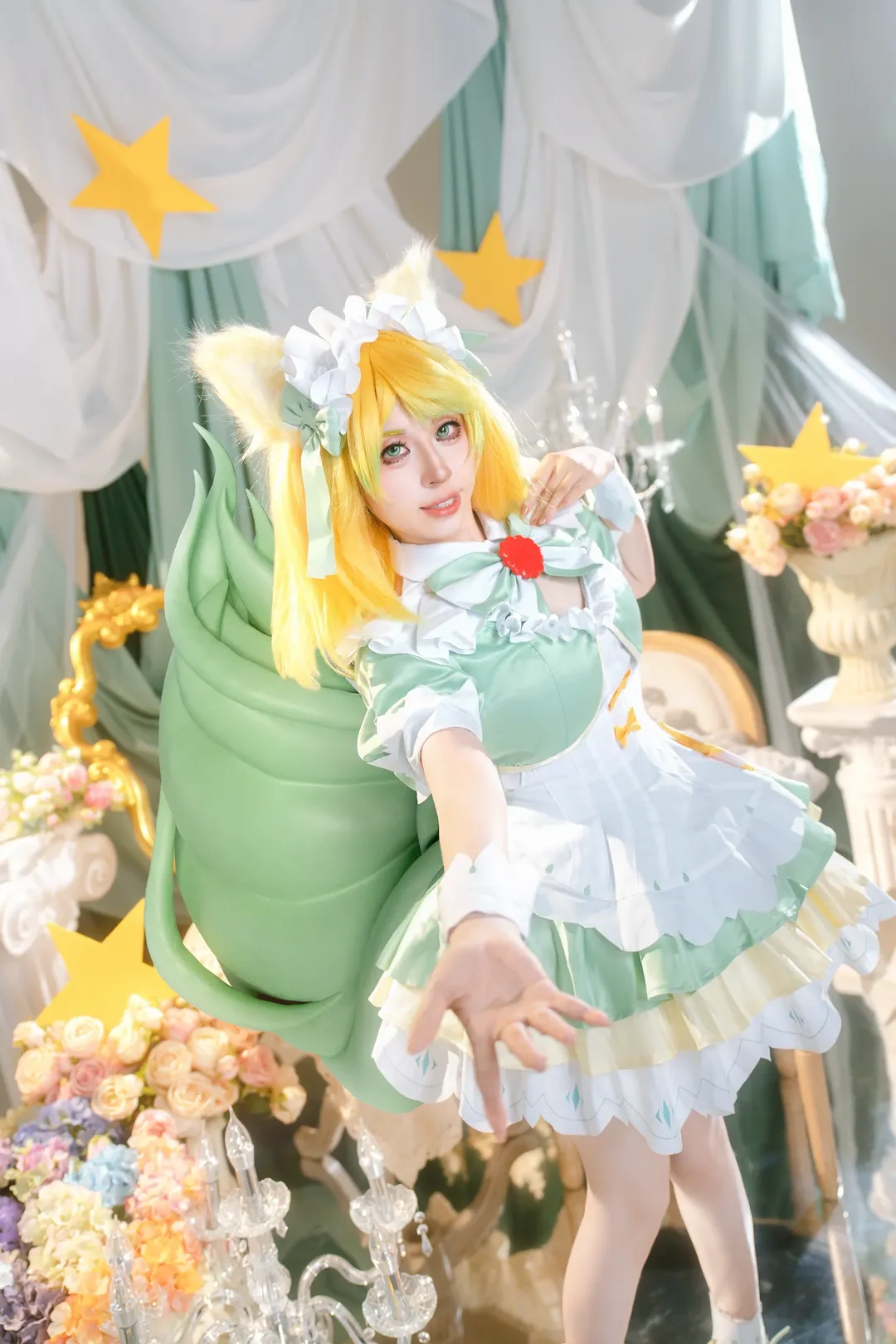 治愈系少女, 摄影棚写真, 妲己cos, 抹茶甜心, 绿色系cosplay - 第1张
