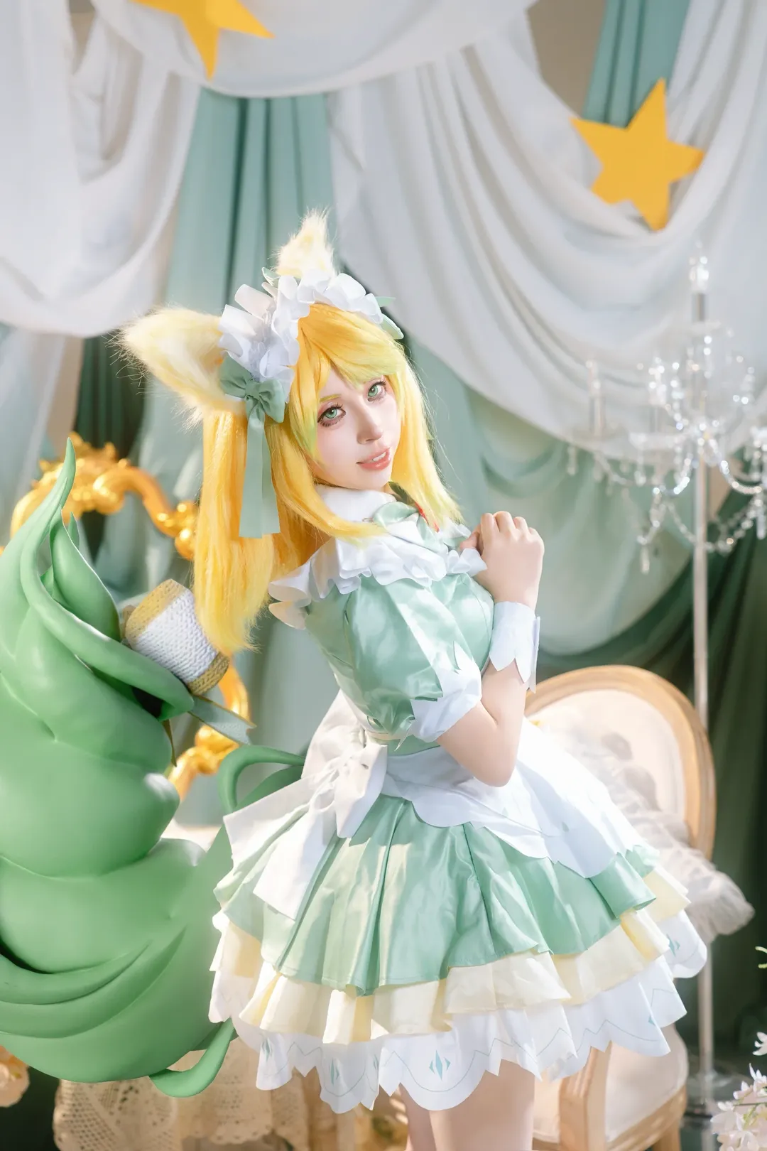 治愈系少女, 摄影棚写真, 妲己cos, 抹茶甜心, 绿色系cosplay - 第2张