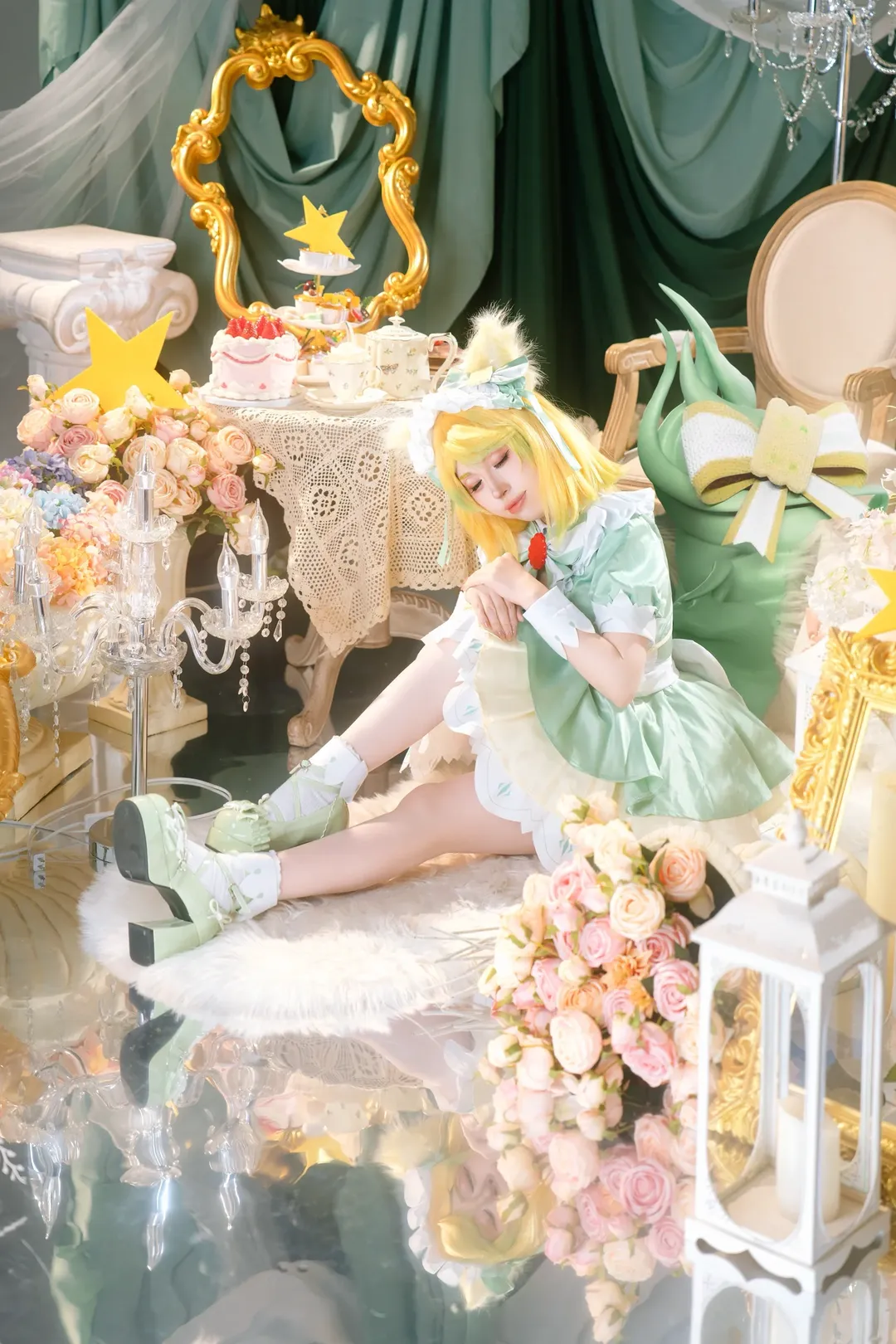 治愈系少女, 摄影棚写真, 妲己cos, 抹茶甜心, 绿色系cosplay - 第5张