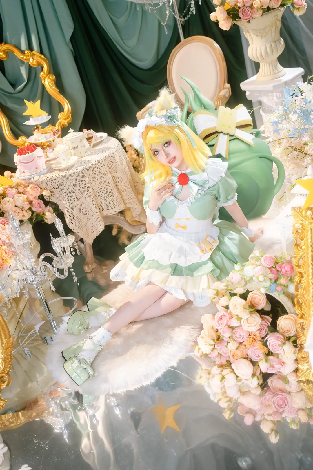 治愈系少女, 摄影棚写真, 妲己cos, 抹茶甜心, 绿色系cosplay - 第6张