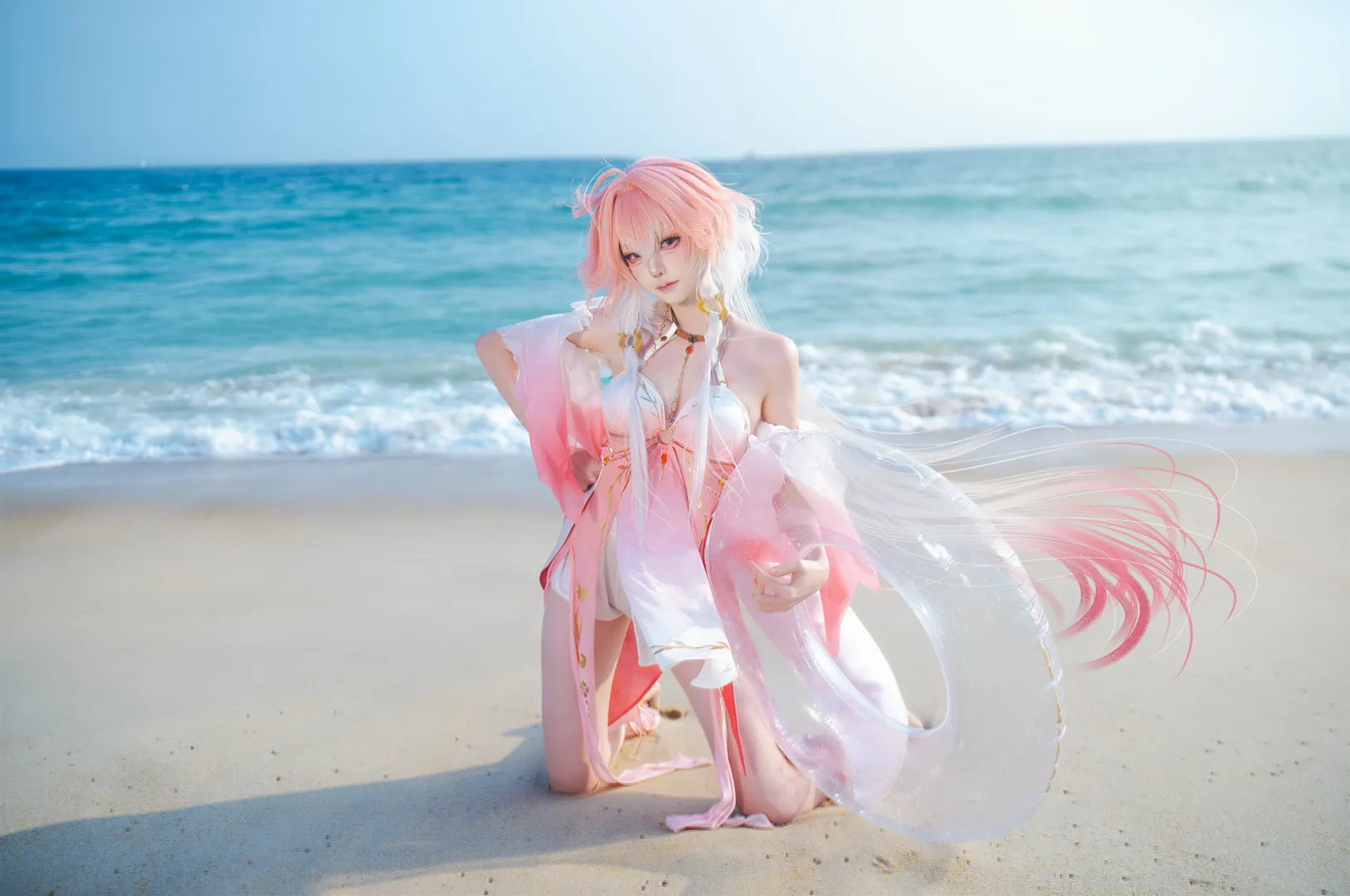 鸣潮, 海边摄影, 泳装cos, 长离cos, cosplay正片 - 第5张