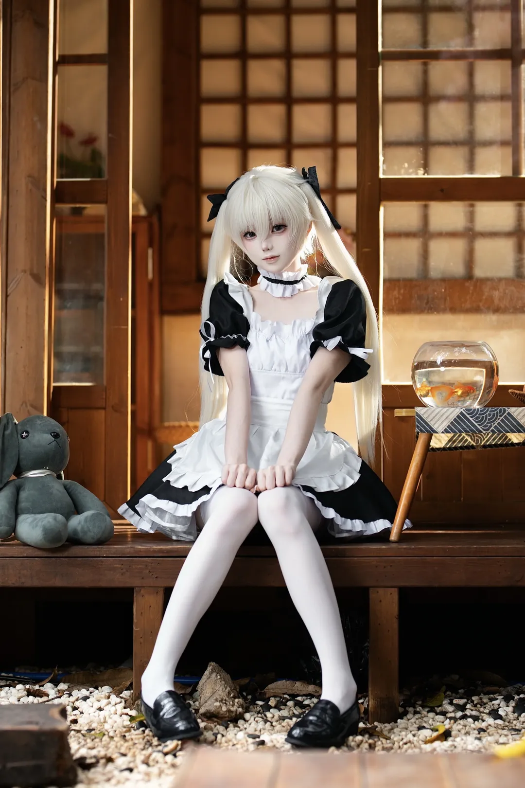 春日野穹cos, 緣之空, cosplay攝影, 日式女僕裝, 和風庭院 - 第1張