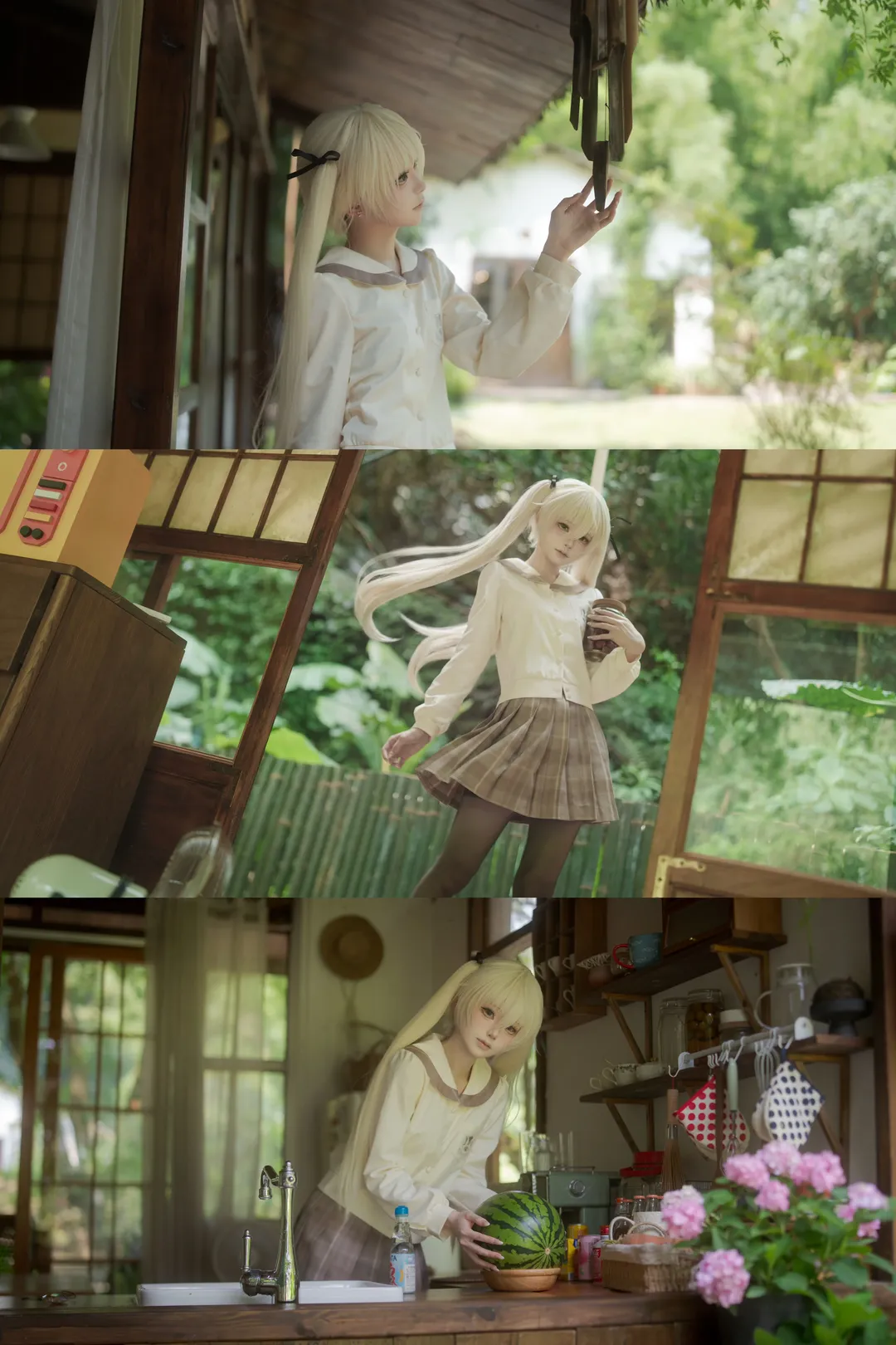 春日野穹cos, 缘之空, 水手服穿搭, 日系日常, 夏日庭院 - 第1张