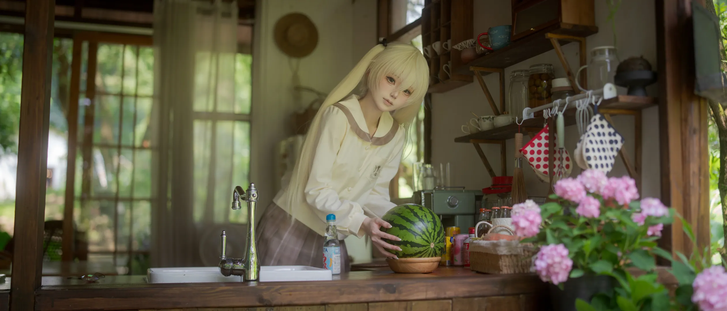 春日野穹cos, 缘之空, 水手服穿搭, 日系日常, 夏日庭院 - 第2张