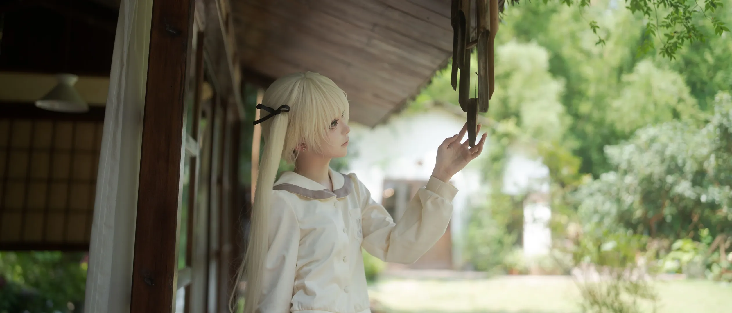 春日野穹cos, 缘之空, 水手服穿搭, 日系日常, 夏日庭院