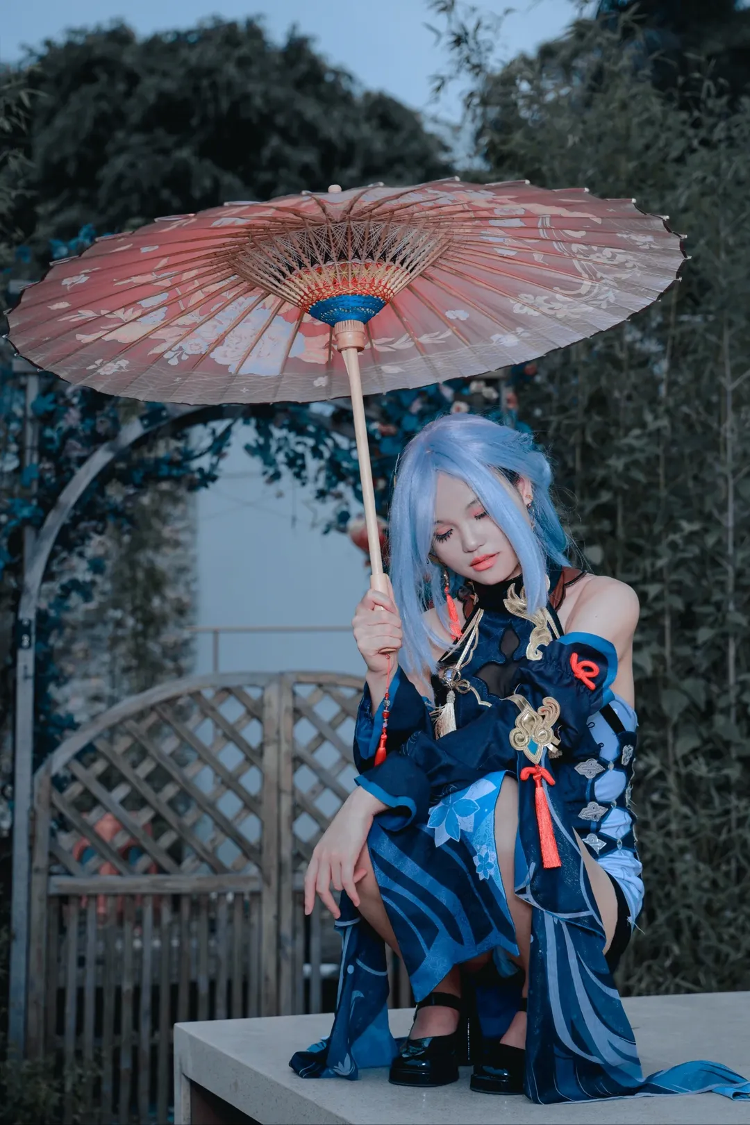 原神, 旗袍, 二次元cosplay, 申鹤cos, 外景