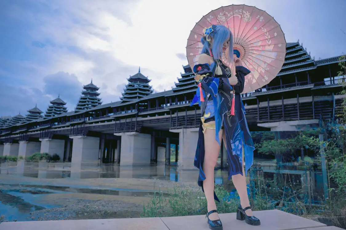 原神, 旗袍, 二次元cosplay, 申鹤cos, 外景 - 第5张