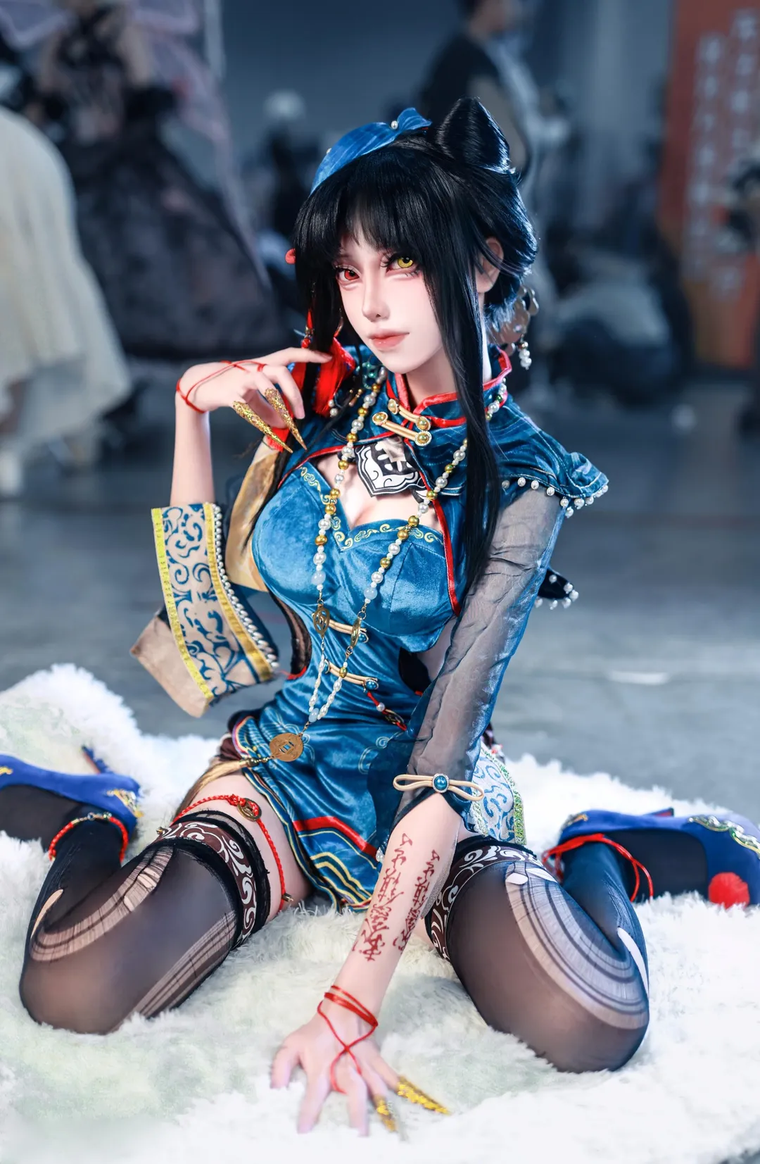 玉玲珑コスプレ, 黒ストッキングスタイル, イベント写真シェア, 南寧アニメイベント, 改良チャイナドレス - 4枚目