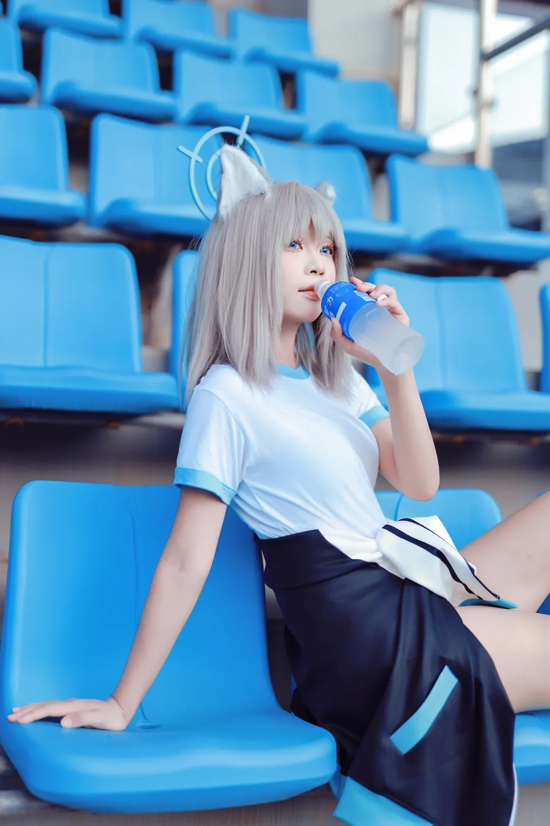 蔚蓝档案, 砂狼白子cos, cosplay摄影, 运动风cos, 蓝色看台 - 第6张
