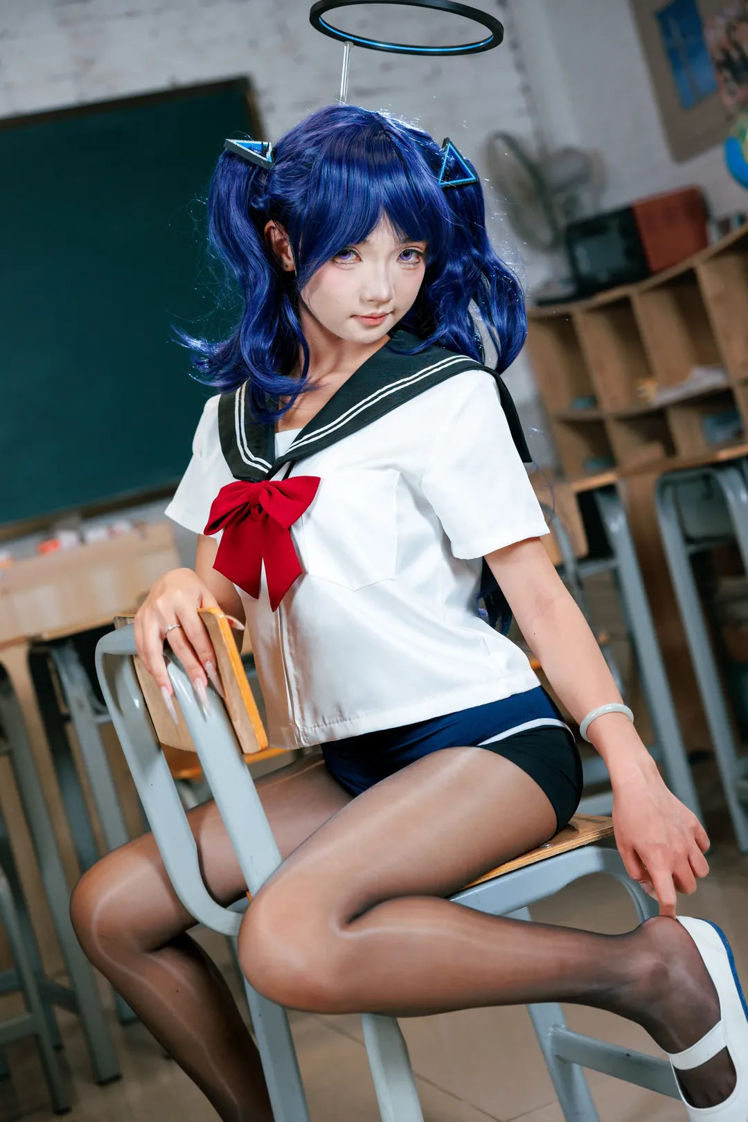 二次元少女, 蔚蓝档案, 早濑优香cos, 校园风写真, 体操服cosplay - 第1张