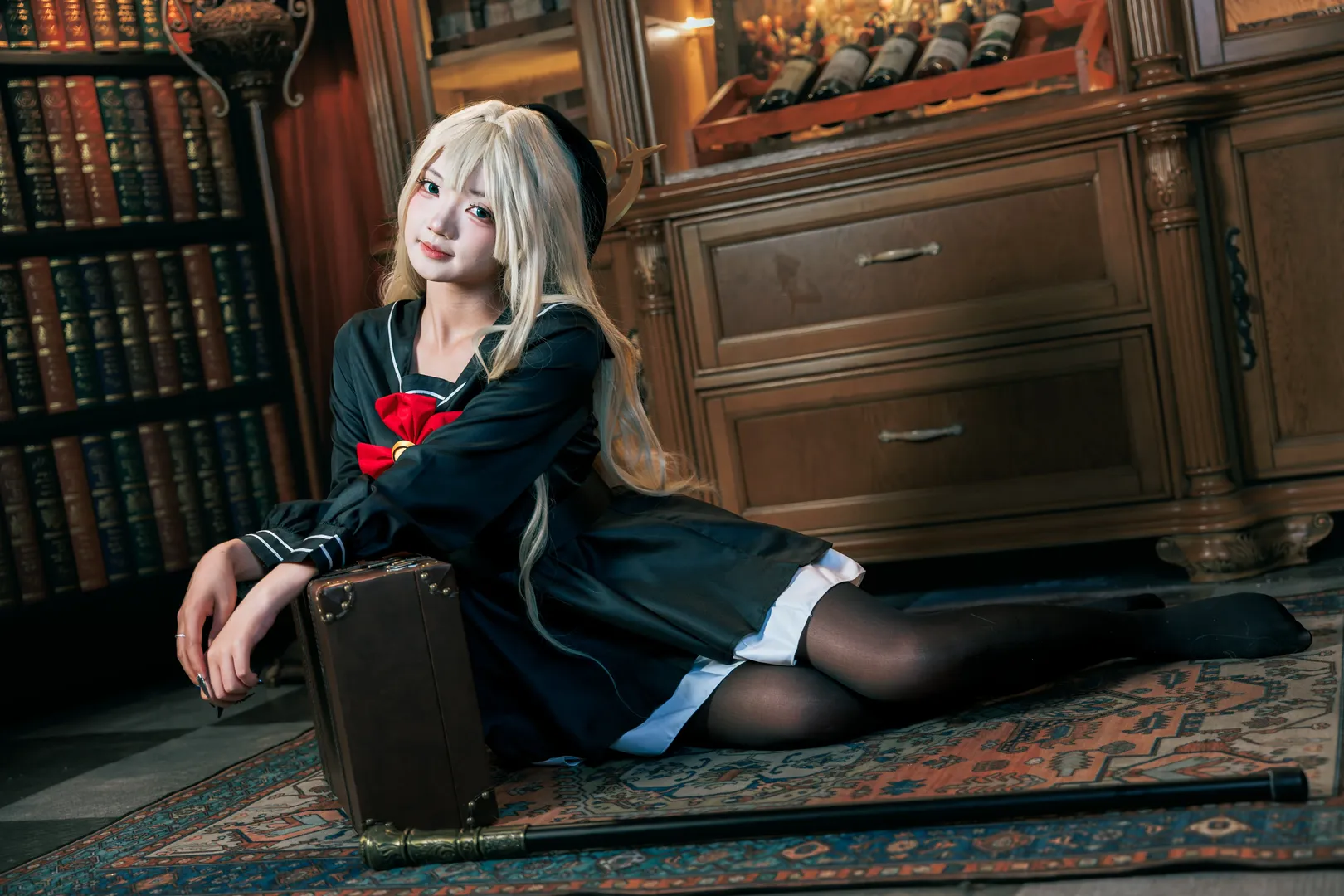 二次元, cosplay, 蔚蓝档案, 笑面教授cos, 复古写真 - 第2张