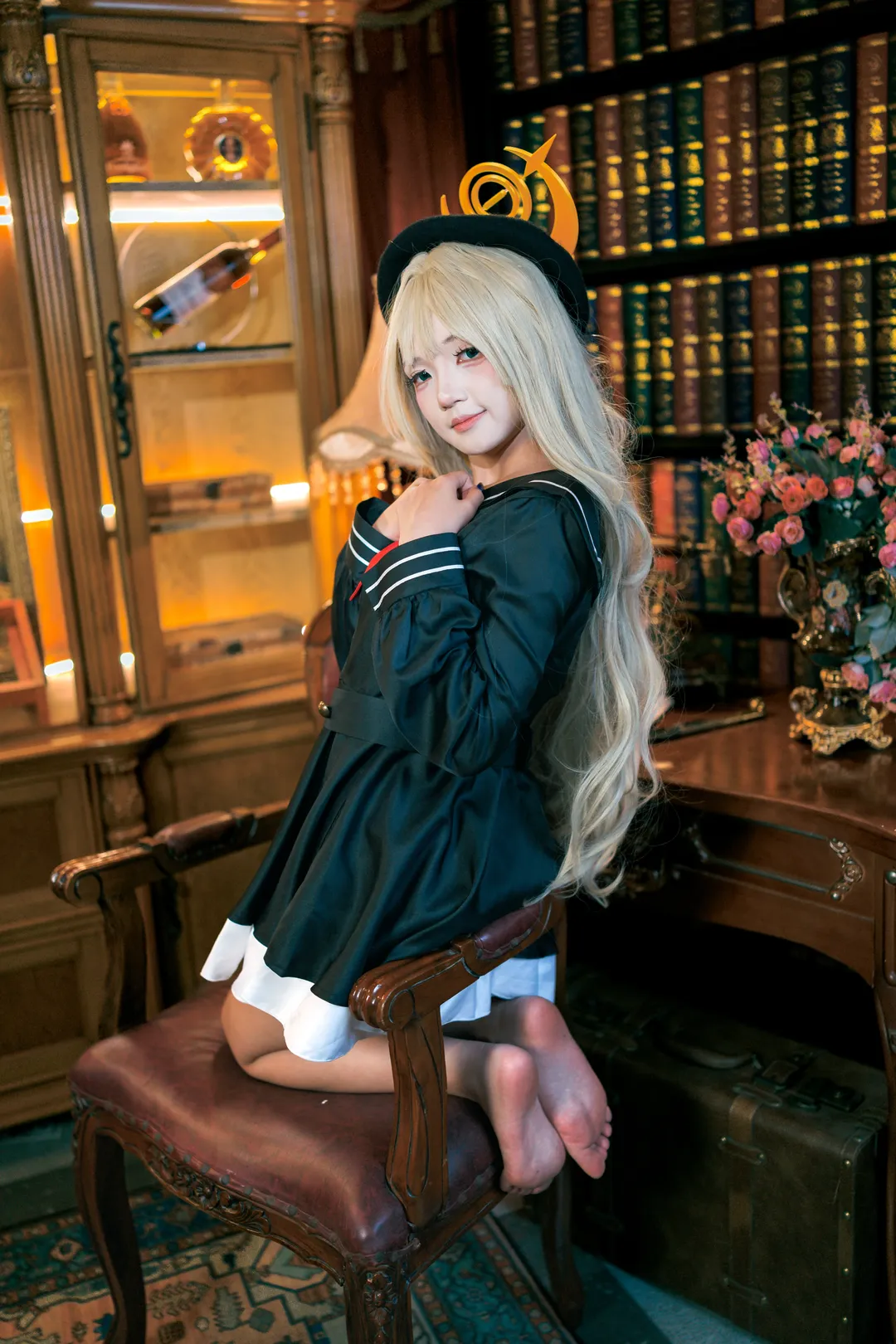 二次元, cosplay, 蔚蓝档案, 笑面教授cos, 复古写真 - 第3张