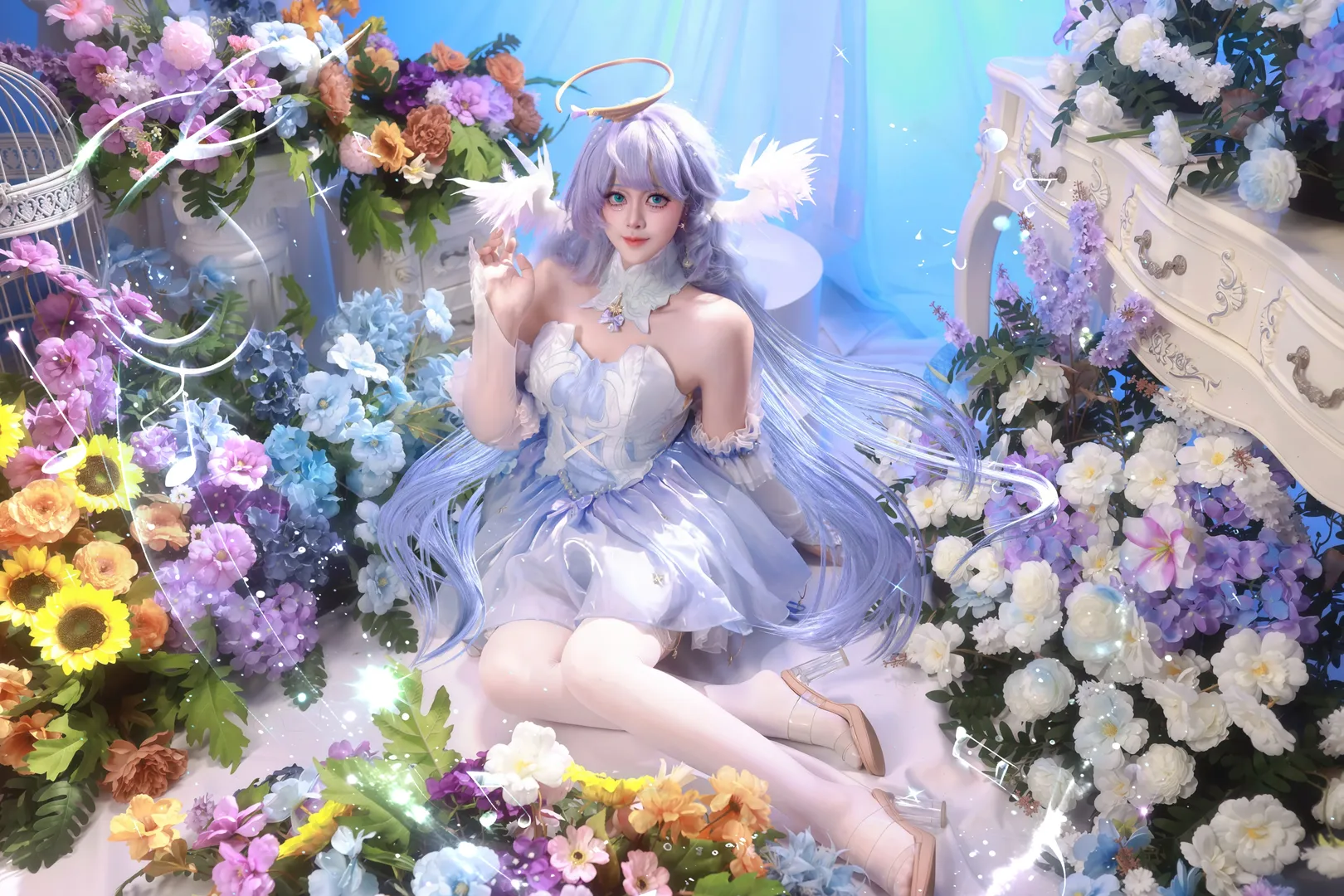 崩壞星穹鐵道, 知更鳥cos, cosplay正片, 夢幻攝影, 花海人像 - 第2張