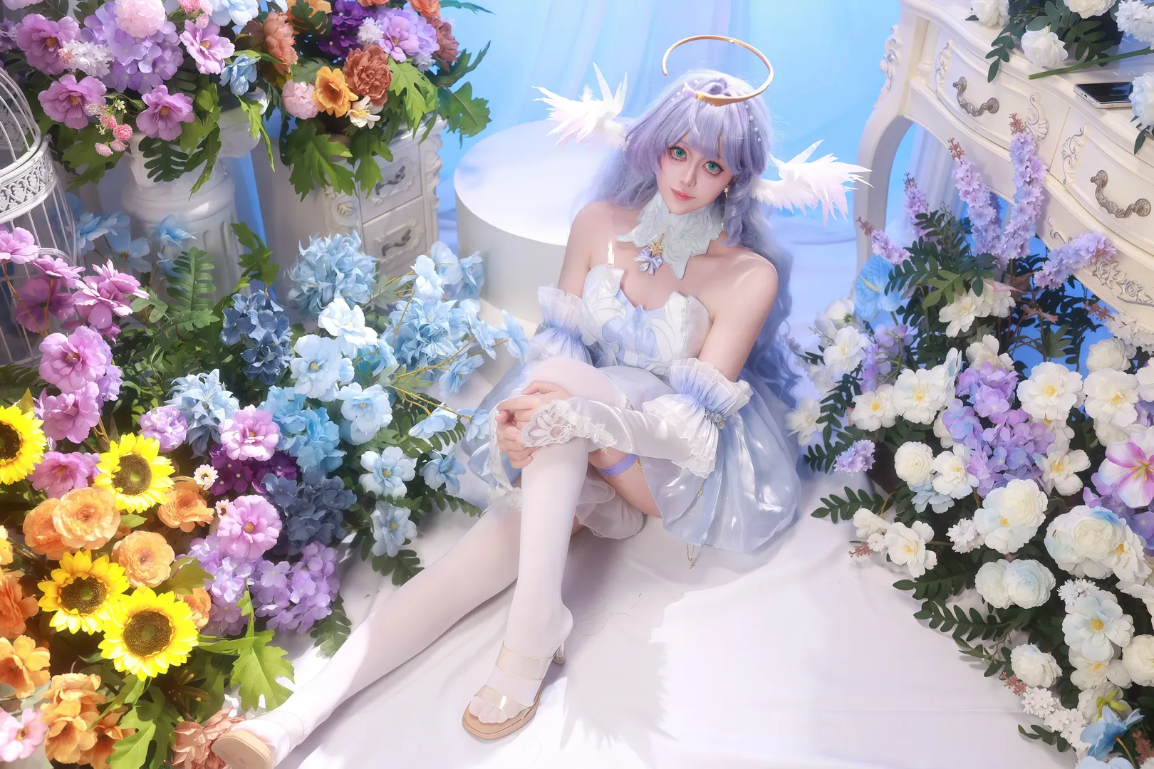 崩壞星穹鐵道, 知更鳥cos, cosplay正片, 夢幻攝影, 花海人像 - 第3張