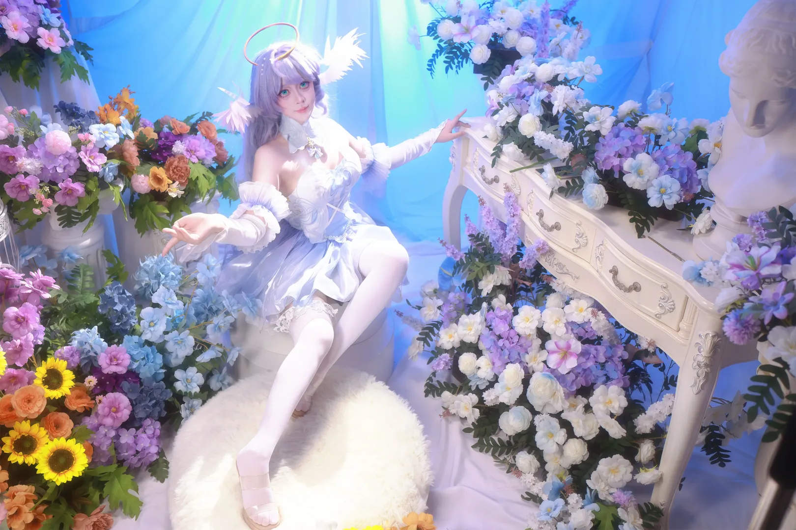 崩壊：スターレイル, ロビン コスプレ, コスプレ撮影, 幻想的な撮影, 花畑のポートレート