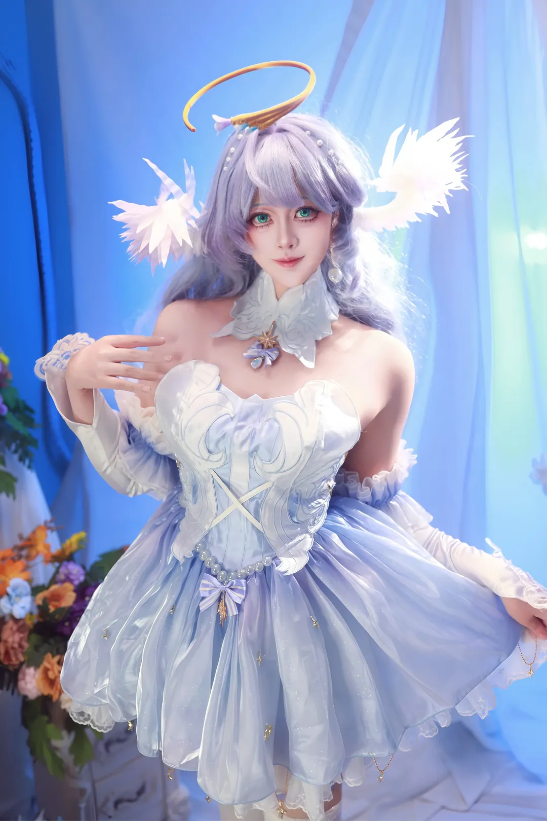 崩壞星穹鐵道, 知更鳥cos, cosplay正片, 夢幻攝影, 花海人像 - 第5張