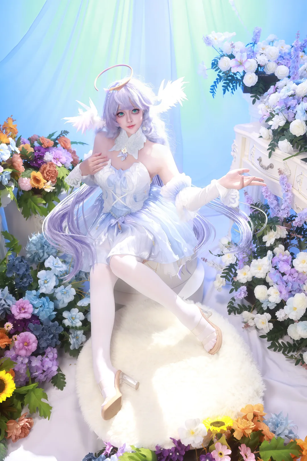 崩壞星穹鐵道, 知更鳥cos, cosplay正片, 夢幻攝影, 花海人像 - 第7張