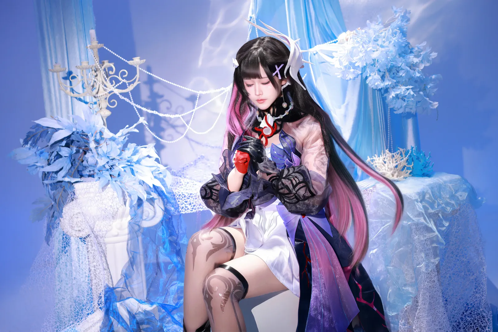 崩坏星穹铁道, 海瑟音cos, cosplay摄影, 二次元穿搭, 冰蓝系场景 - 第3张