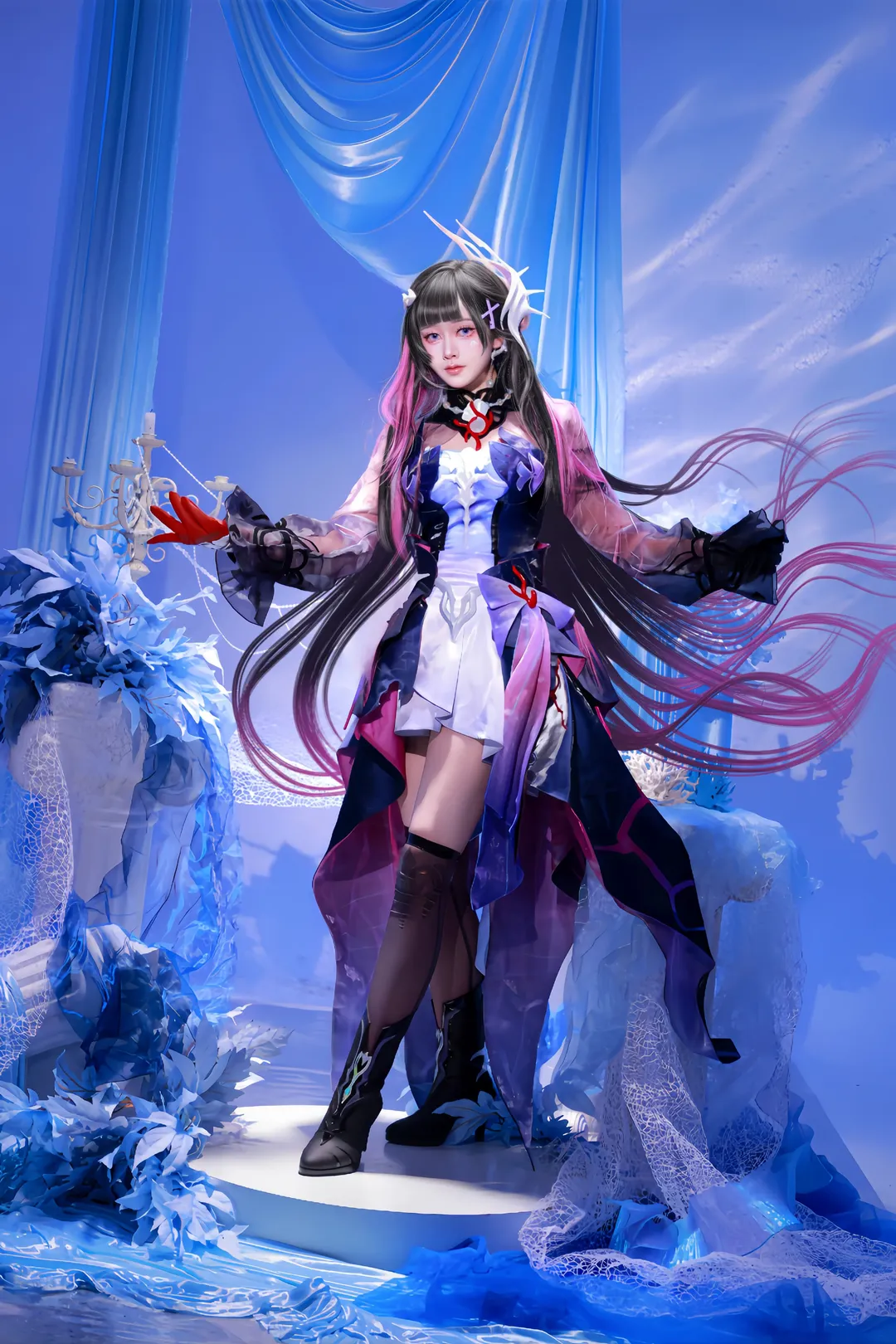 崩坏星穹铁道, 海瑟音cos, cosplay摄影, 二次元穿搭, 冰蓝系场景 - 第5张