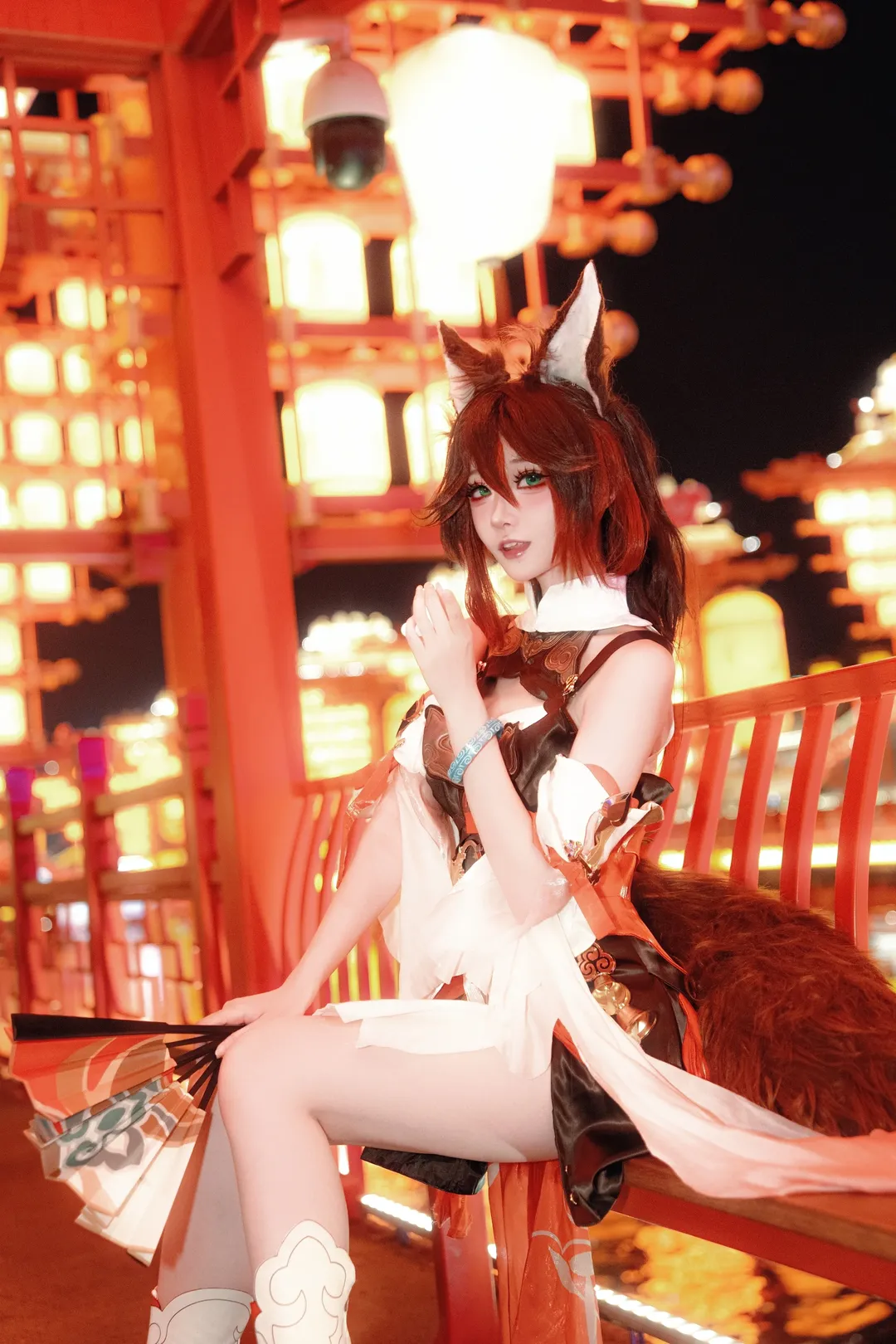Honkai: Star Rail, Tingyun cosplay, Night portrait, Chinese-style photography, Fox girl