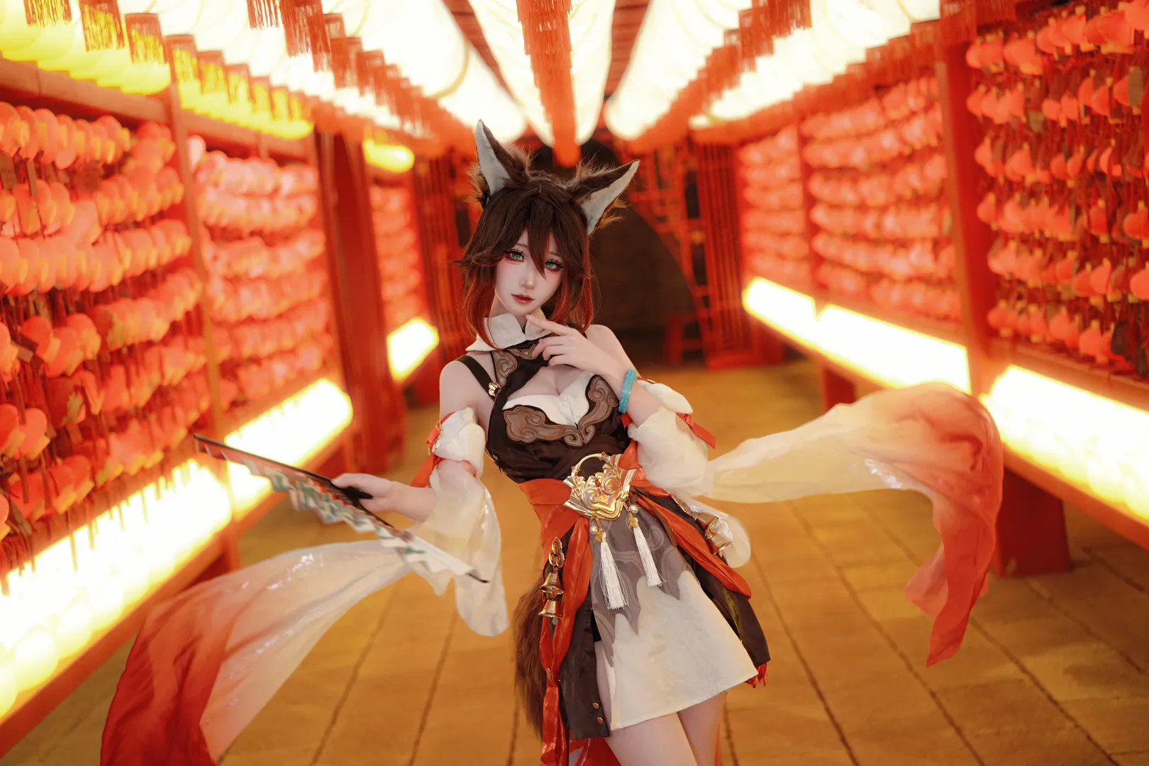 崩壊：スターレイル, 停雲 コスプレ, 夜景ポートレート, 中国風写真, 狐耳獣娘 - 5枚目